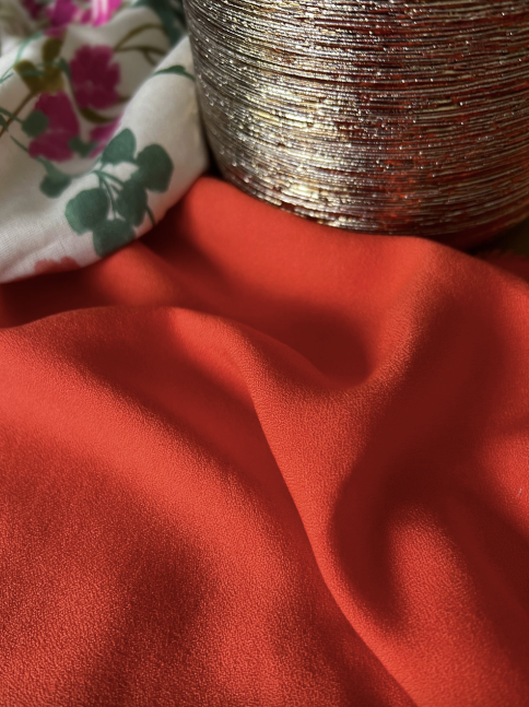 Tissu Crêpe de viscose uni - Tangerine (Vendu x10cm)