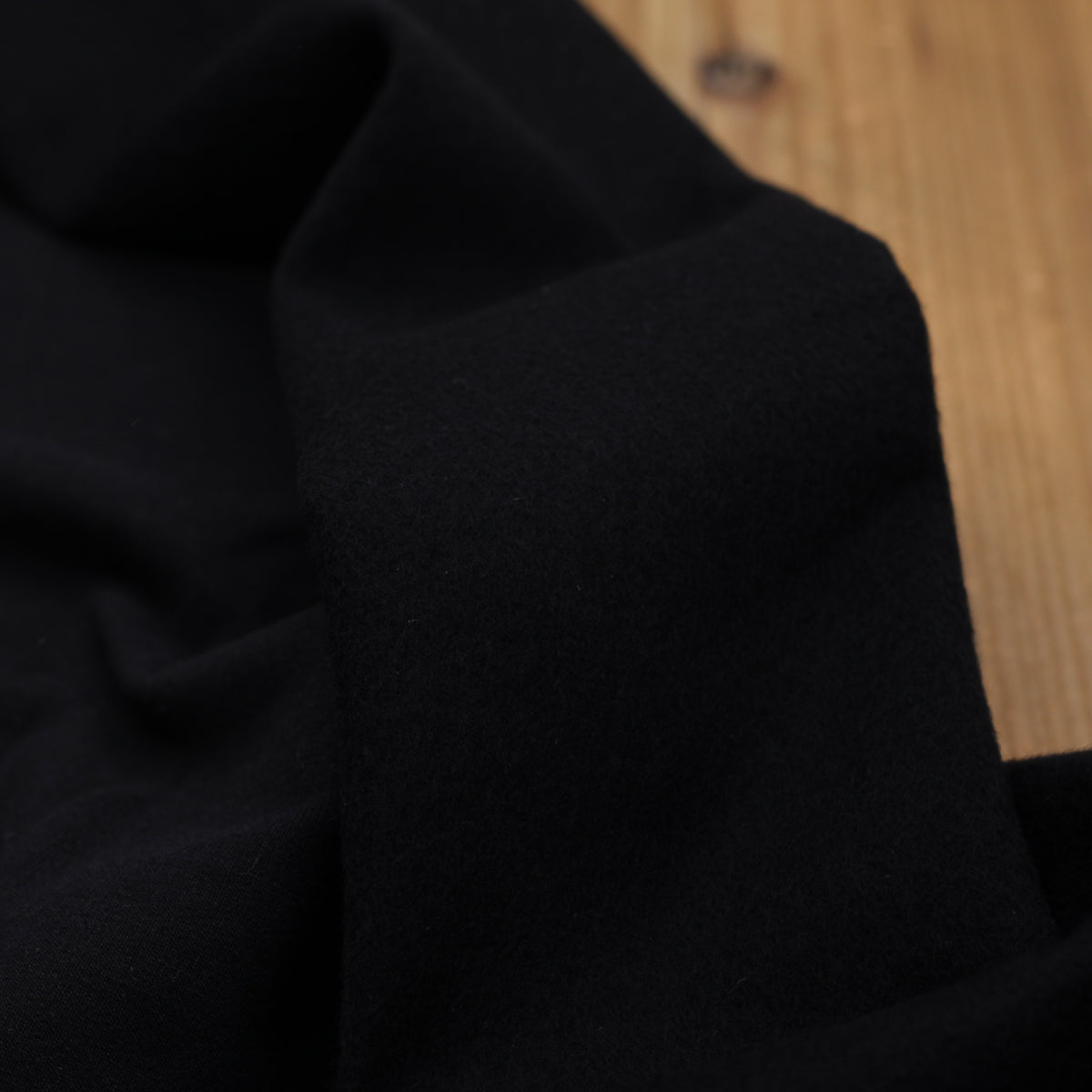 Tissu French Terry Gratté Uni GOTS- Noir (Vendu x10cm)
