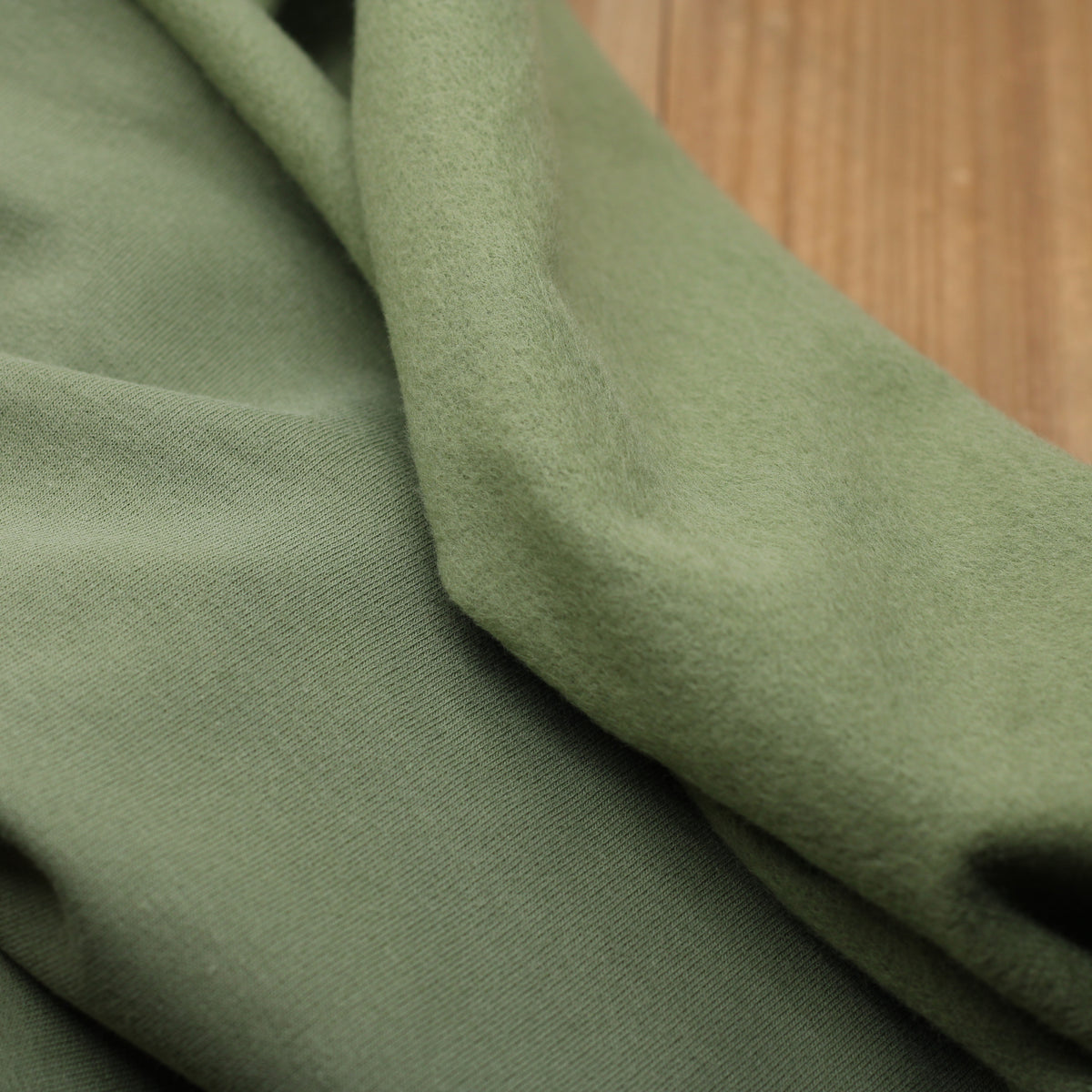 Tissu French Terry Gratté Uni GOTS- Vert Kaki (Vendu x10cm)