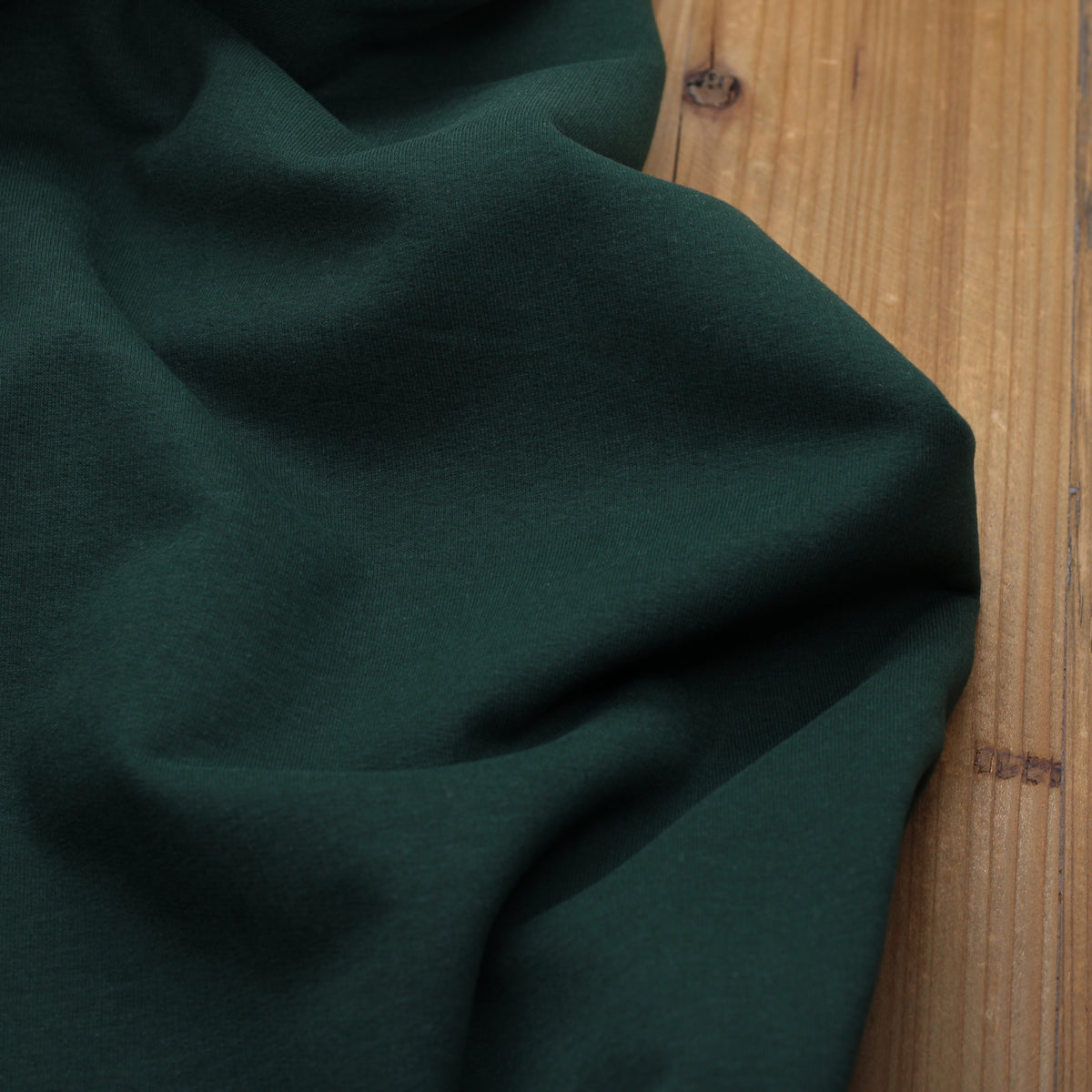 Tissu French Terry Gratté Uni GOTS- Vert foret (Vendu x10cm)