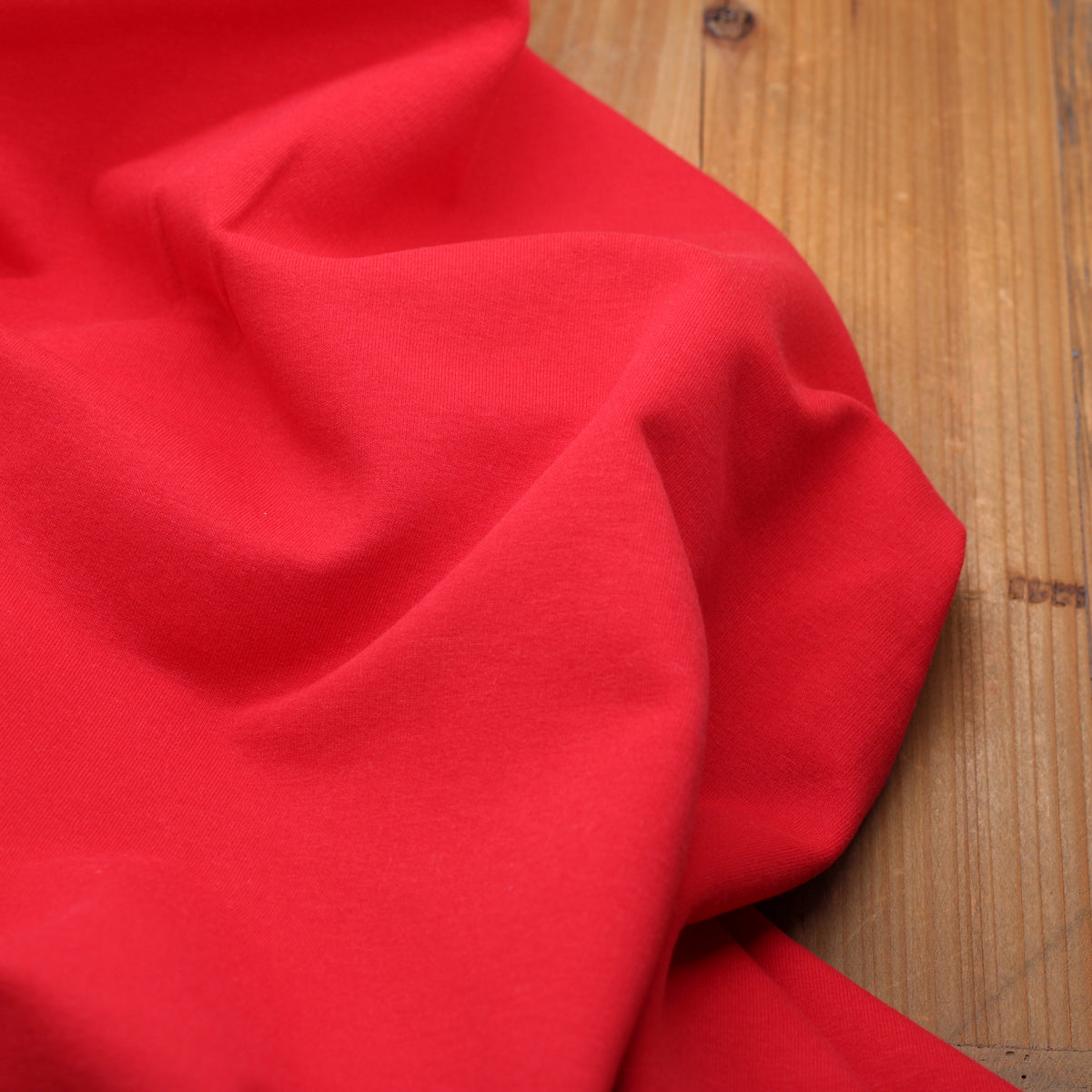 Tissu French Terry Gratté Uni GOTS- Rouge (Vendu x10cm)