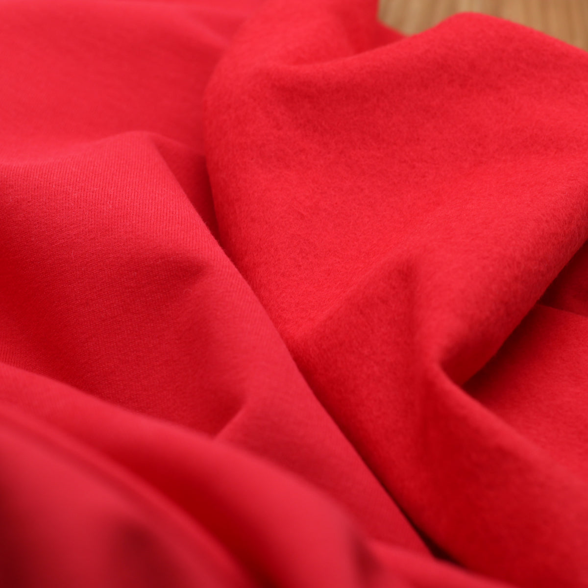 Tissu French Terry Gratté Uni GOTS- Rouge (Vendu x10cm)