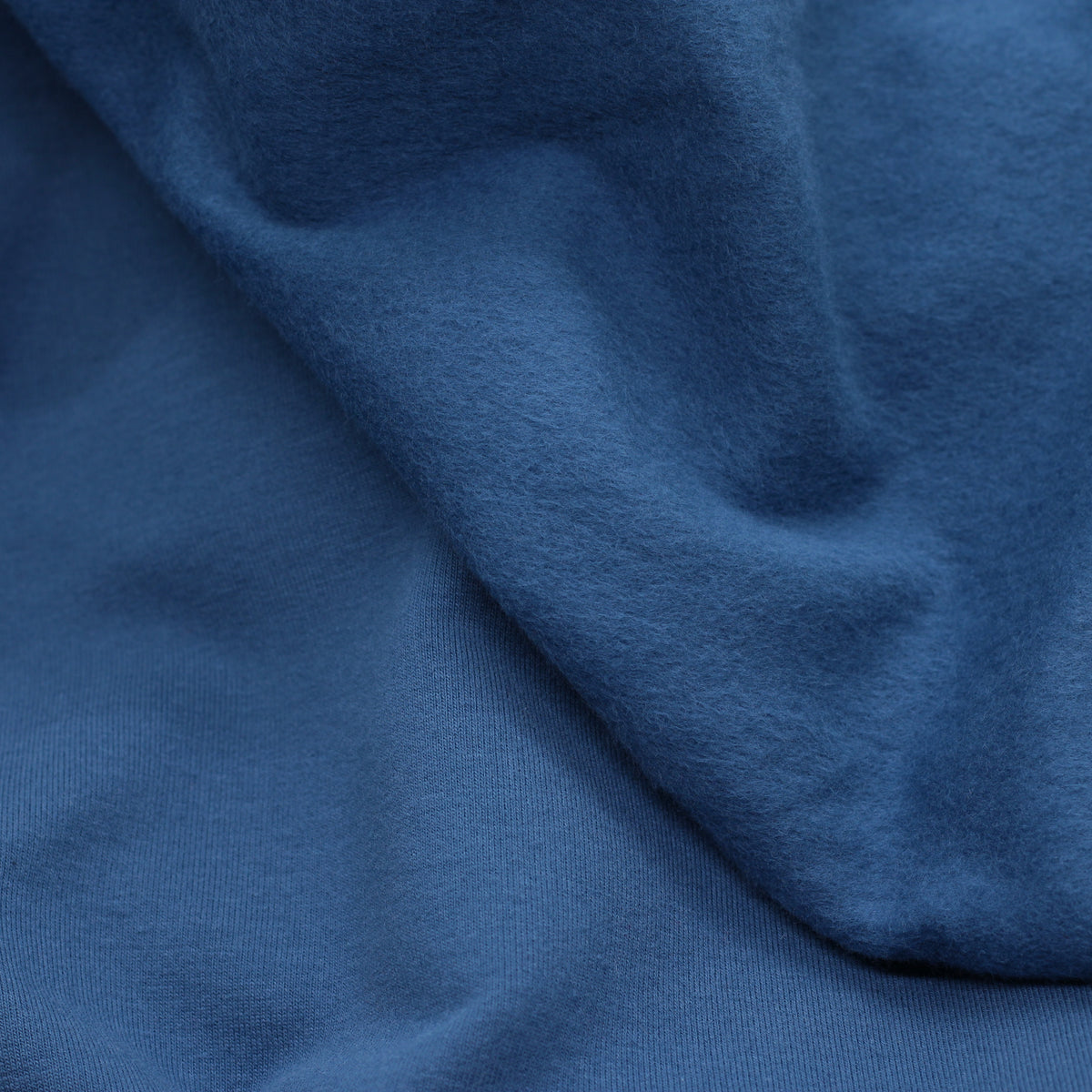 Tissu French Terry Gratté Uni GOTS- Bleu denim (Vendu x10cm)