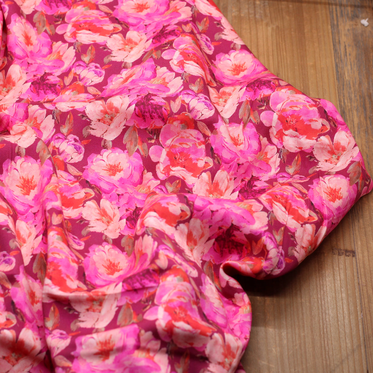 Tissu Satin de Viscose - ROSIE - Rose (vendu x10cm)