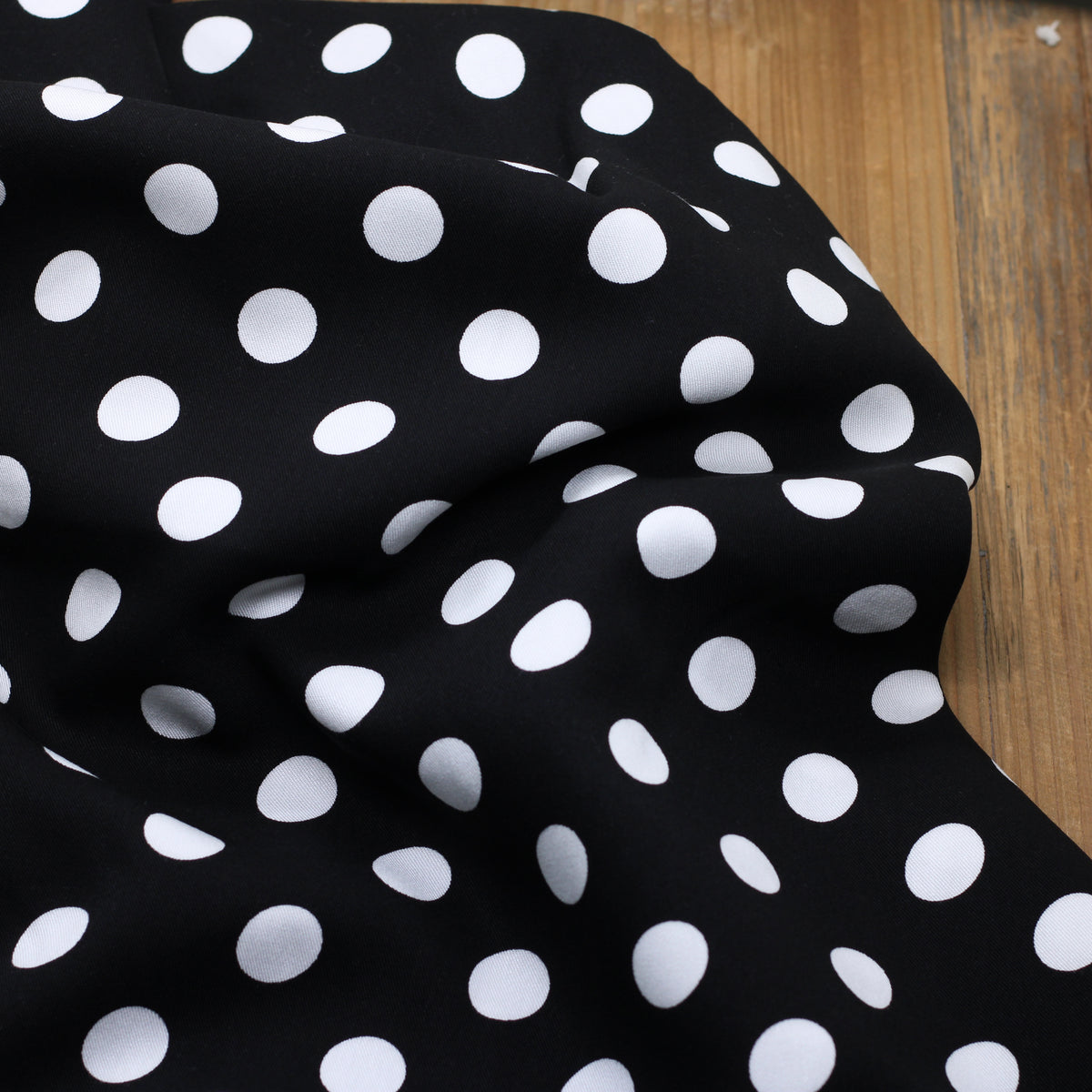 Viscose Poplin Fabric Dots -Navy/White (Sold x10cm)