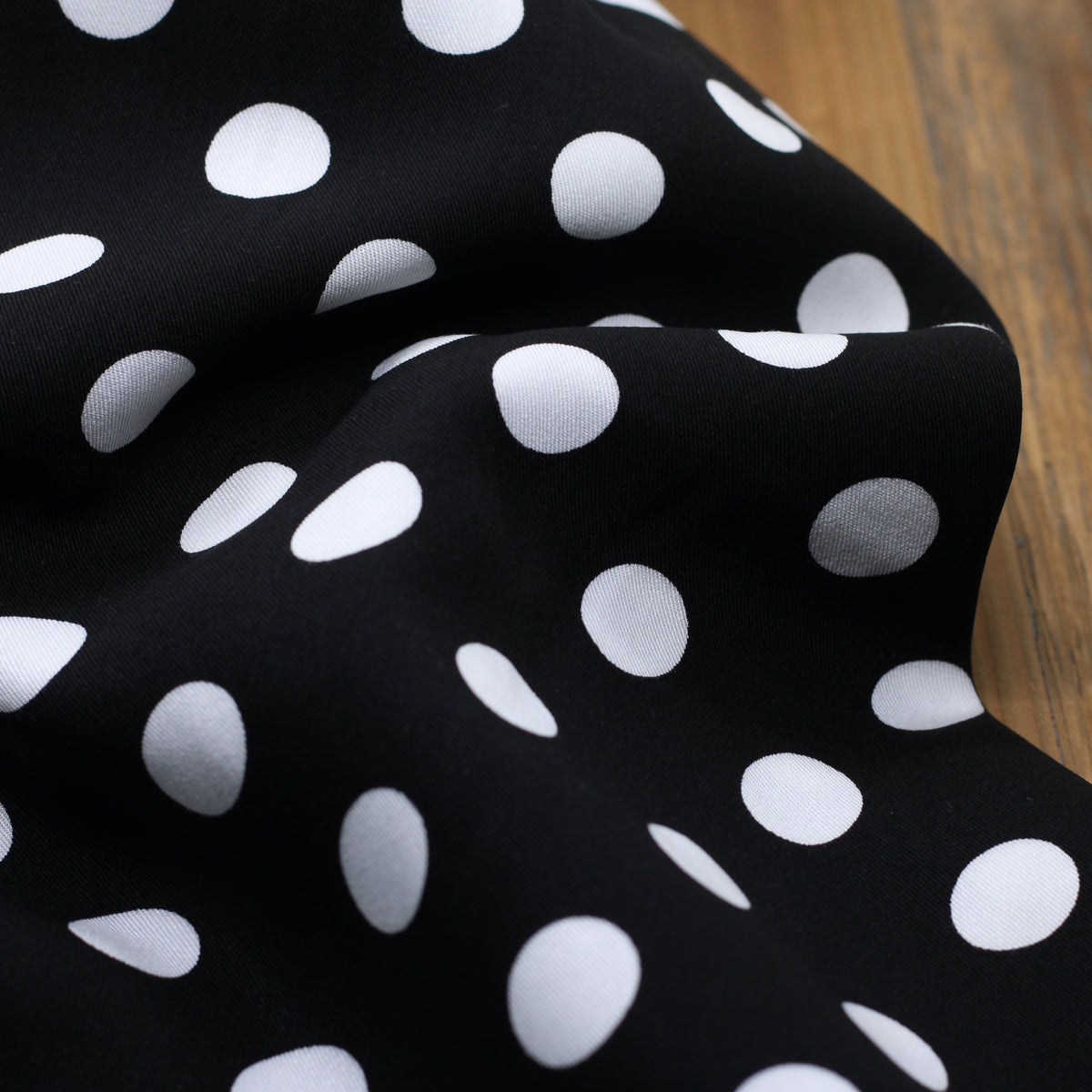 Viscose Poplin Fabric Dots -Navy/White (Sold x10cm)