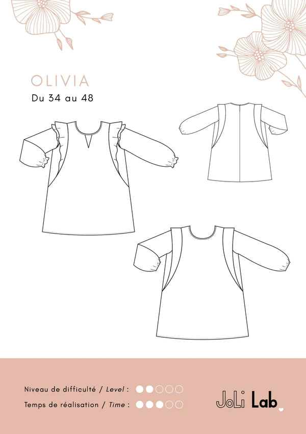 Blouse OLIVIA - Patron de couture pochette - JOLI LAB Patron de couture JOLI LAB | Gaspard et Léonie Tissus en ligne et Mercerie à Toulouse