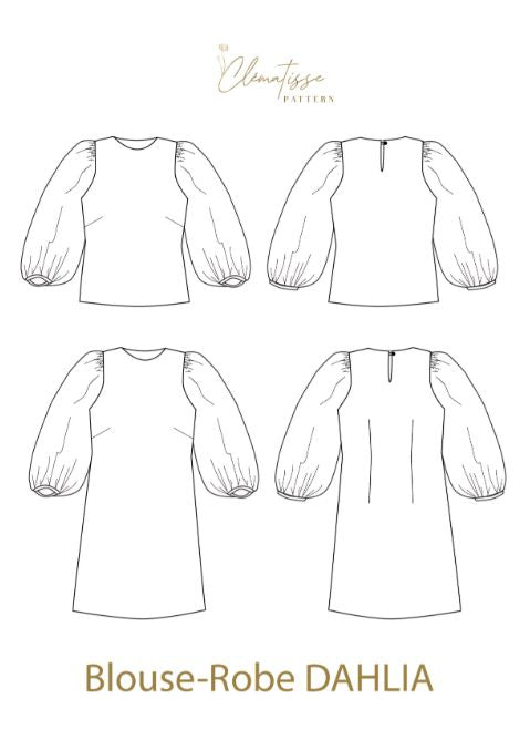 Blouse - Robe DAHLIA Patron de couture Pochette - CLEMATISSE PATTERN Patron de couture CLEMATISSE PATTERN | Gaspard et Léonie Tissus en ligne et Mercerie à Toulouse