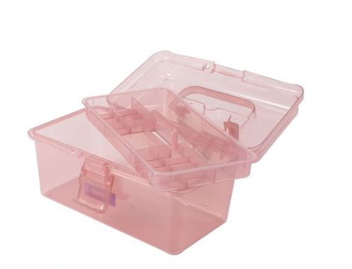 Boite à couture transparente Vieux rose Petit Modèle (PM) Mercerie Bohin | Gaspard et Léonie Tissus en ligne et Mercerie à Toulouse