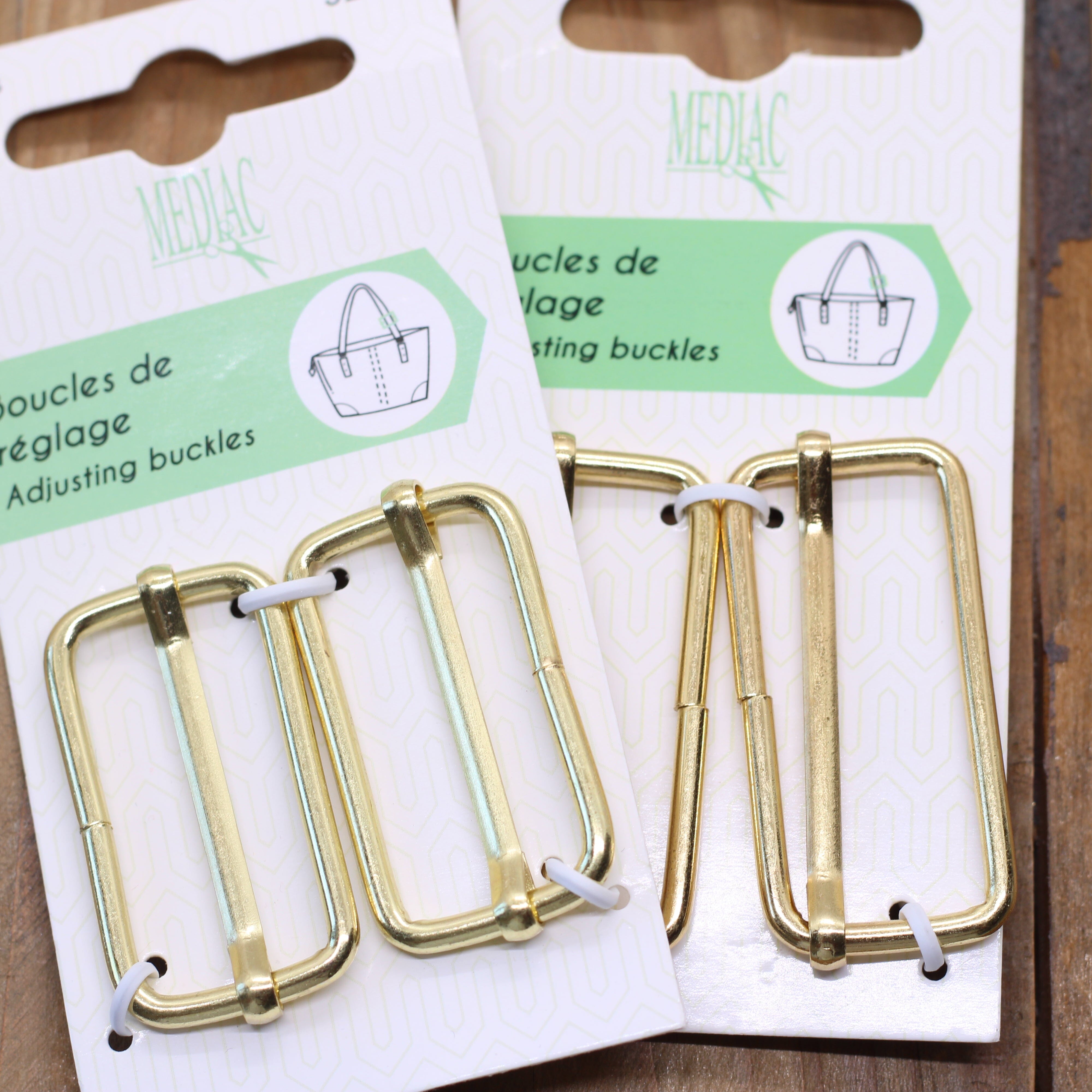 Boucles coulisses rectangles métalliques - Or doré Mercerie L'atelier de Gaspard et Léonie | Gaspard et Léonie Tissus en ligne et Mercerie à Toulouse