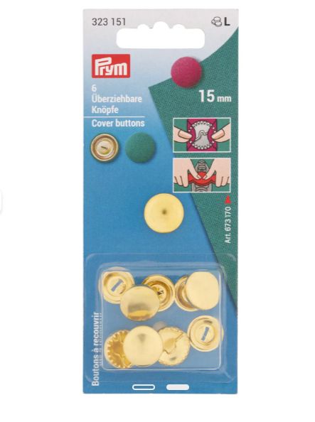 Boutons à recouvrir Métalliques 15mm - PRYM Mercerie Prym | Gaspard et Léonie Tissus en ligne et Mercerie à Toulouse