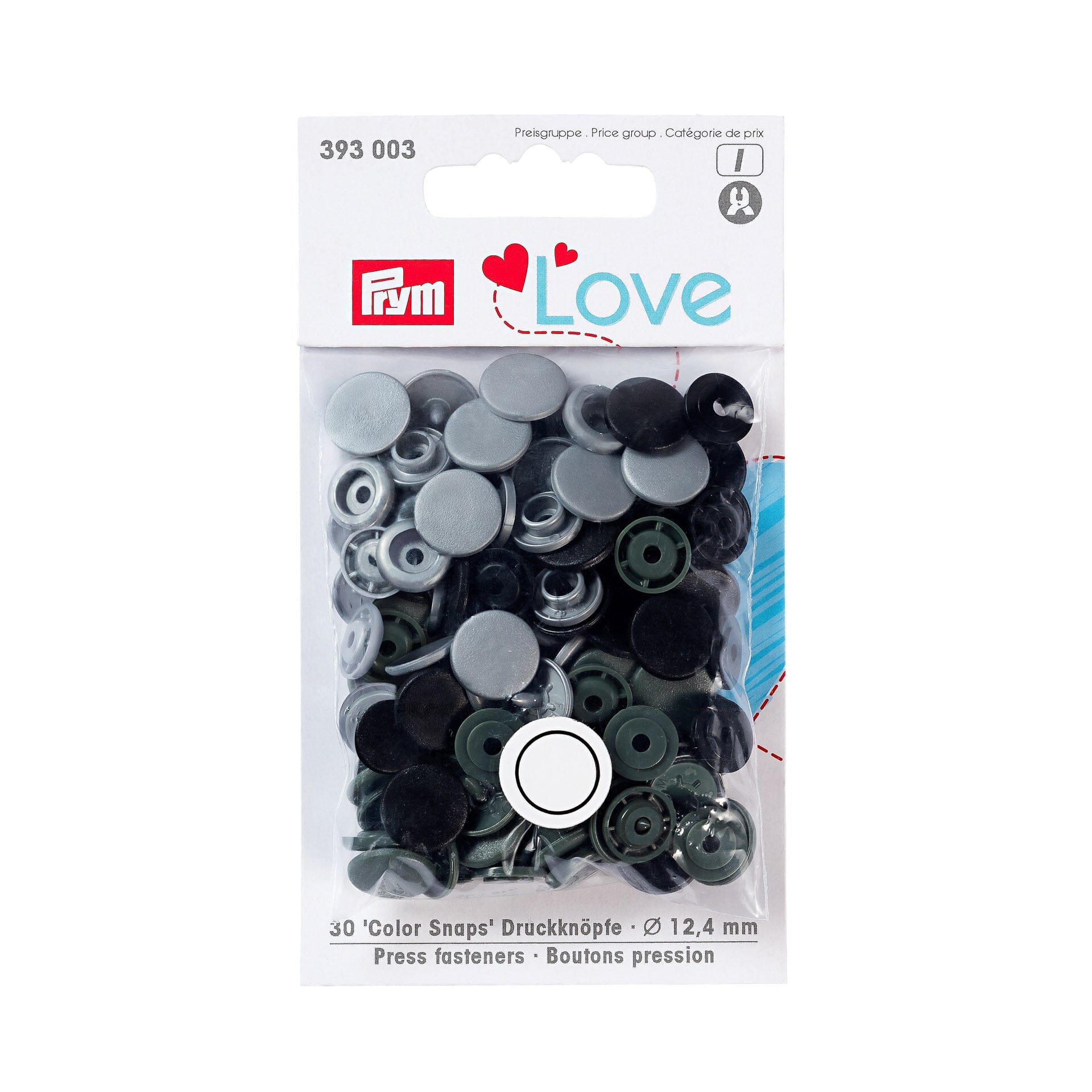 Boutons pression LOVE 12,4 mm Mercerie Prym | Gaspard et Léonie Tissus en ligne et Mercerie à Toulouse