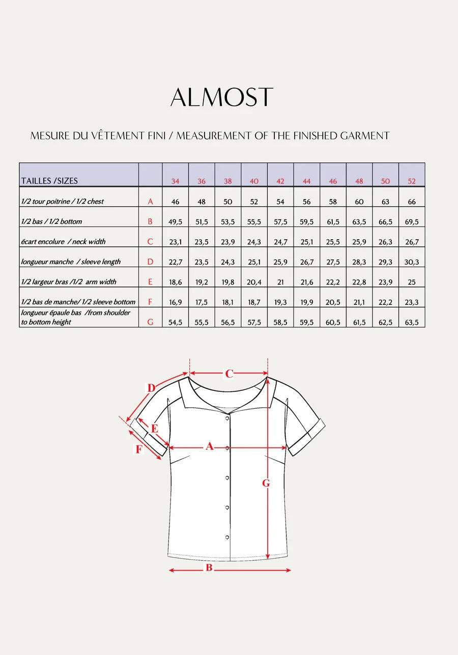 Chemisette ALMOST patron de couture pochette - MAISON FAUVE Patron de couture MAISON FAUVE | Gaspard et Léonie Tissus en ligne et Mercerie à Toulouse