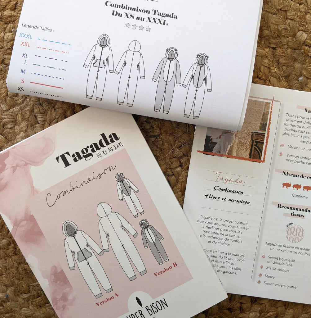 Combinaison TAGADA- Patron de couture pochette - SUPER BISON Patron de couture SUPER BISON | Gaspard et Léonie Tissus en ligne et Mercerie à Toulouse