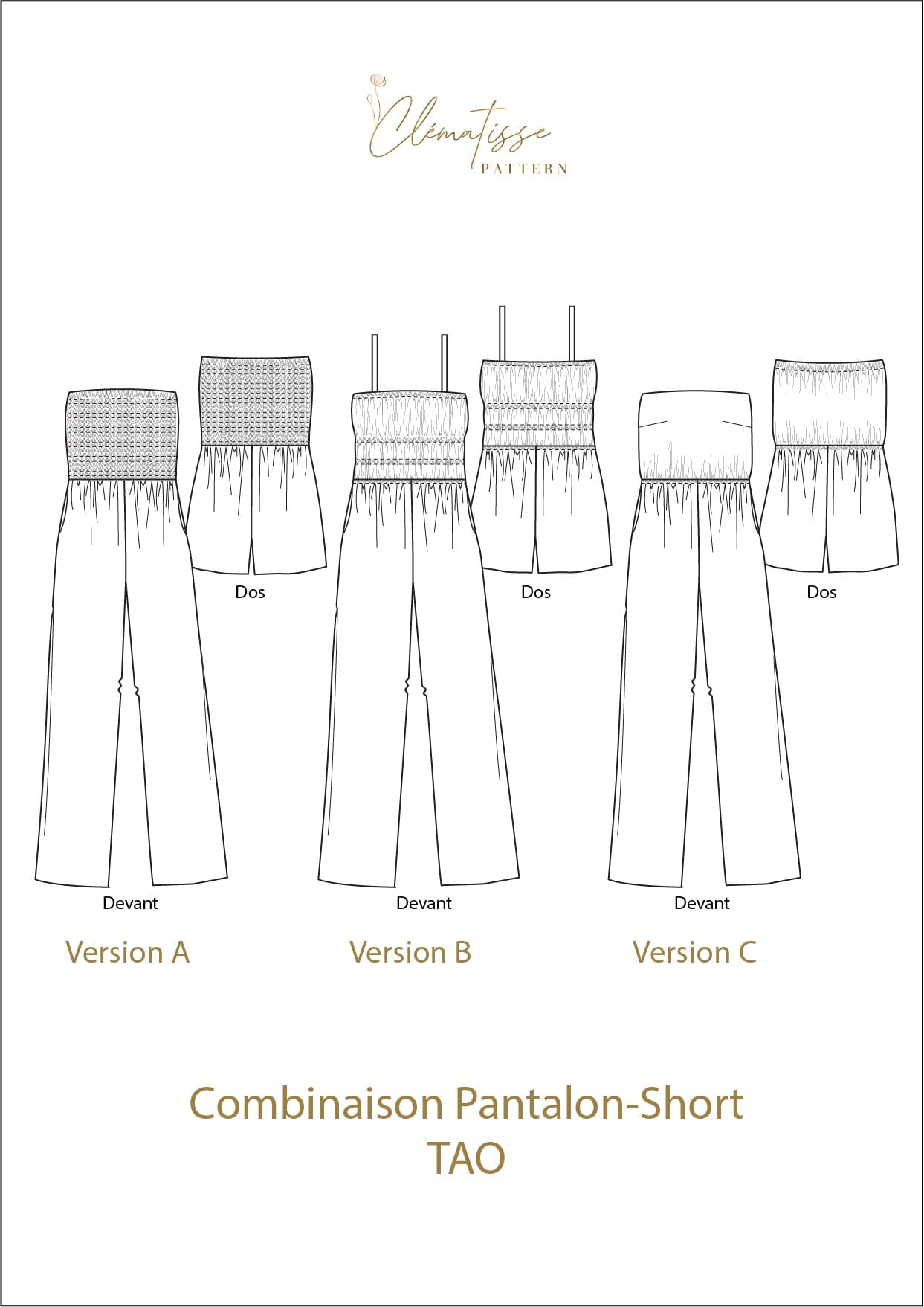 Combinaison TAO Patron de couture Pochette - CLEMATISSE PATTERN Patron de couture CLEMATISSE PATTERN | Gaspard et Léonie Tissus en ligne et Mercerie à Toulouse