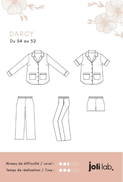 Ensemble Pyjama DARCY - Patron de couture pochette - JOLI LAB Patron de couture JOLI LAB | Gaspard et Léonie Tissus en ligne et Mercerie à Toulouse