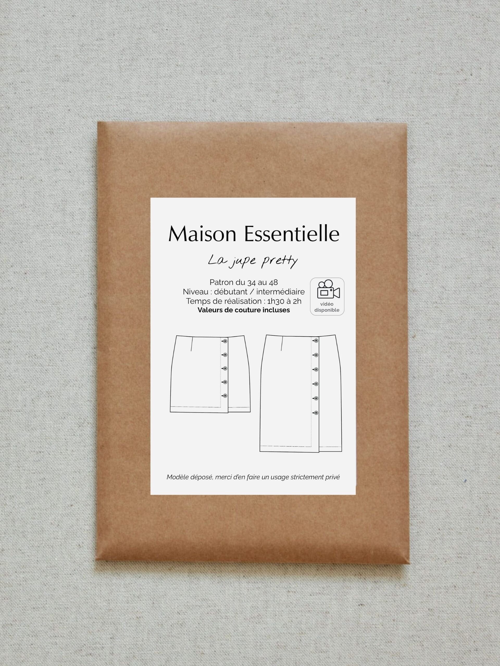 La jupe Pretty - Patron de couture pochette - MAISON ESSENTIELLE Patron de couture MAISON ESSENTIELLE | Gaspard et Léonie Tissus en ligne et Mercerie à Toulouse