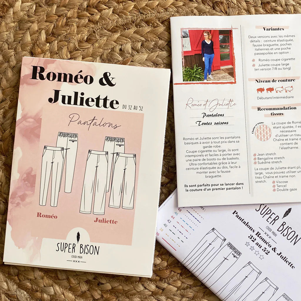 Pantalon ROMEO & JULIETTE - Patron de couture pochette - SUPER BISON Patron de couture SUPER BISON | Gaspard et Léonie Tissus en ligne et Mercerie à Toulouse