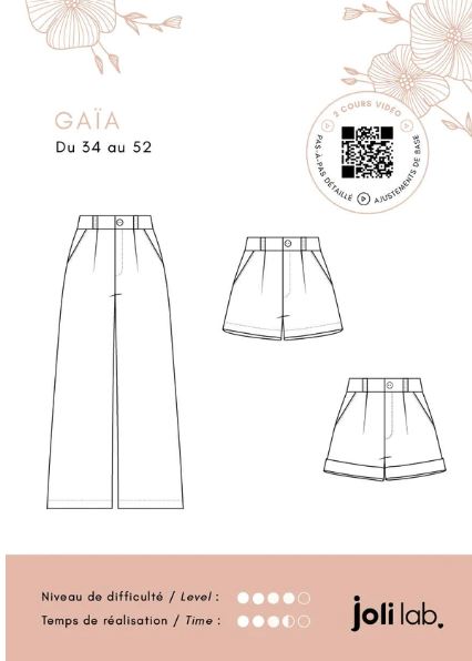 Pantalon / Short GAÏA - Patron de couture pochette JOLI LAB Patron de couture JOLI LAB | Gaspard et Léonie Tissus en ligne et Mercerie à Toulouse