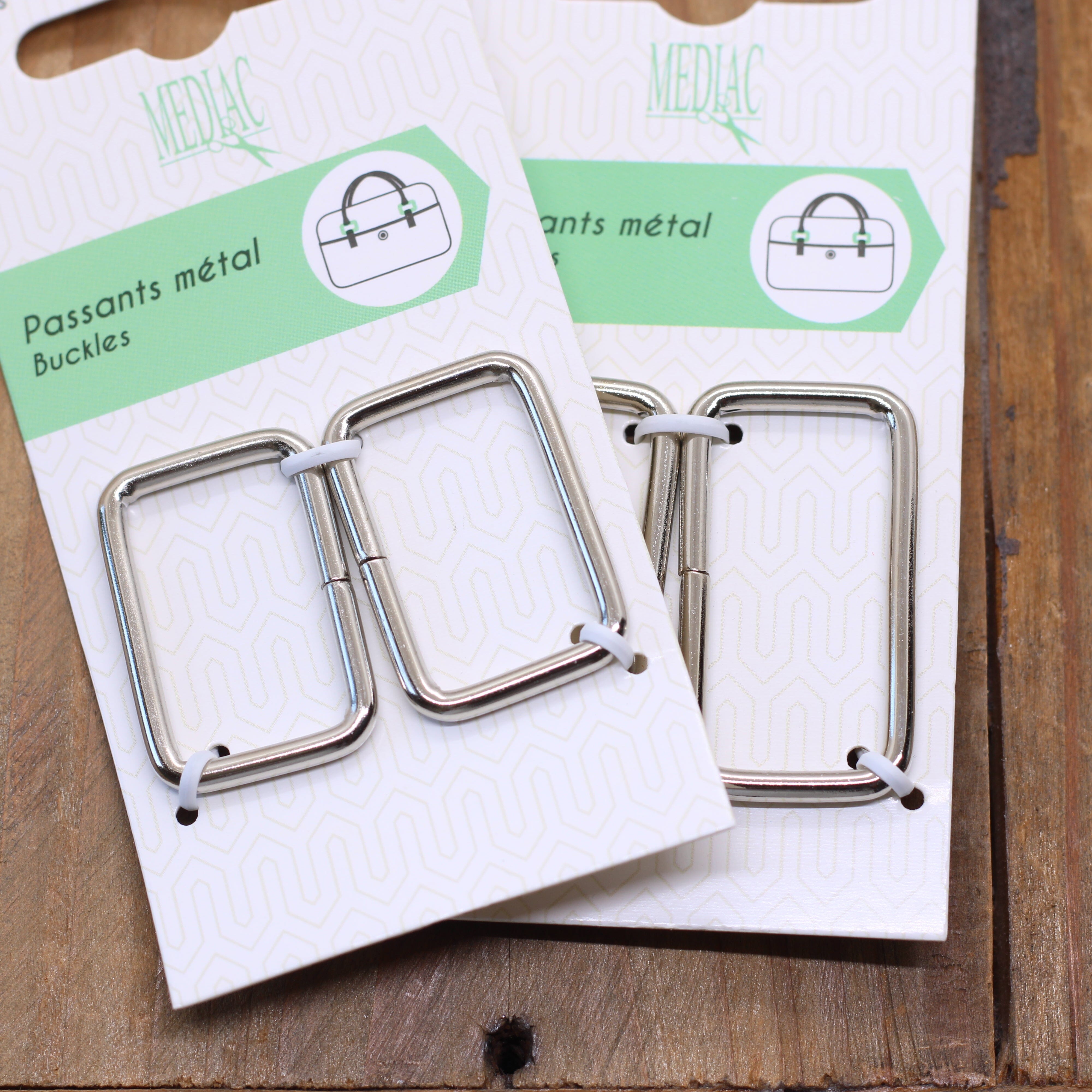 Passants rectangles métalliques - Argent Mercerie L'atelier de Gaspard et Léonie | Gaspard et Léonie Tissus en ligne et Mercerie à Toulouse