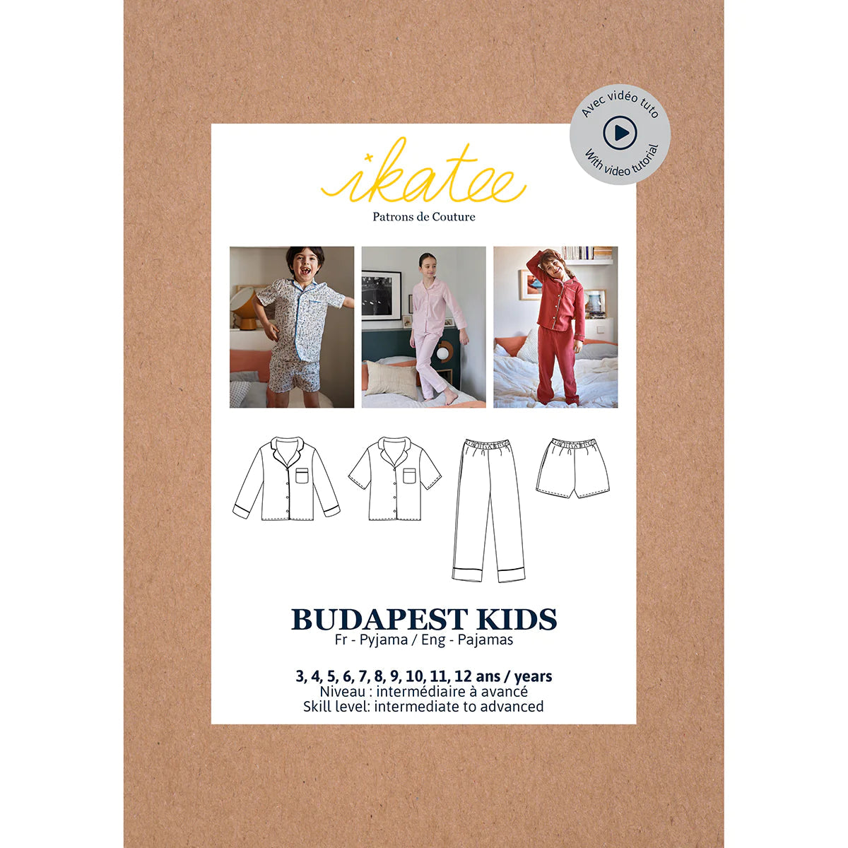 Pyjama BUDAPEST KIDS - Patron de couture pochette - IKATEE Patron de couture Ikatee | Gaspard et Léonie Tissus en ligne et Mercerie à Toulouse