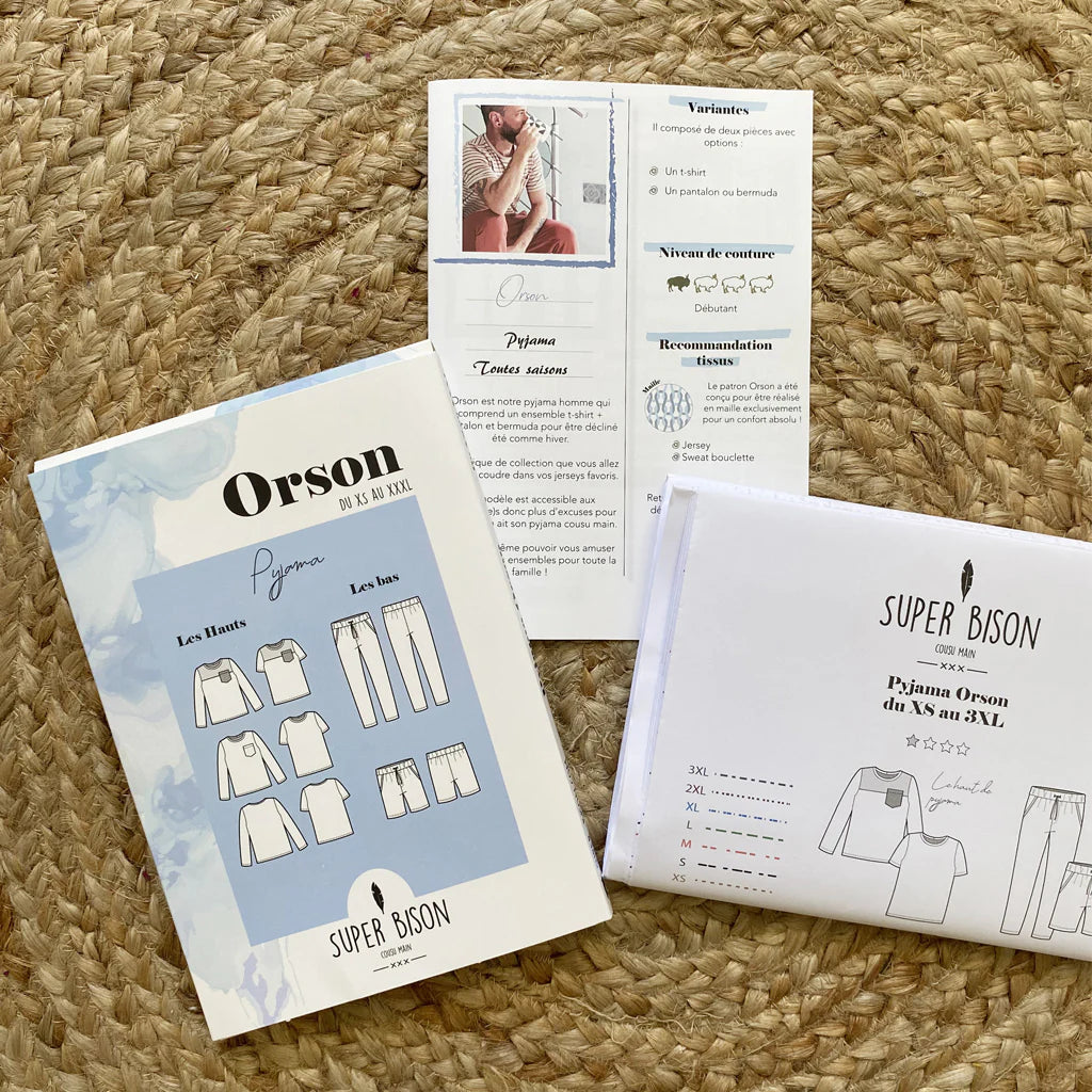 Pyjama ORSON Patron de couture pochette - SUPER BISON Patron de couture SUPER BISON | Gaspard et Léonie Tissus en ligne et Mercerie à Toulouse