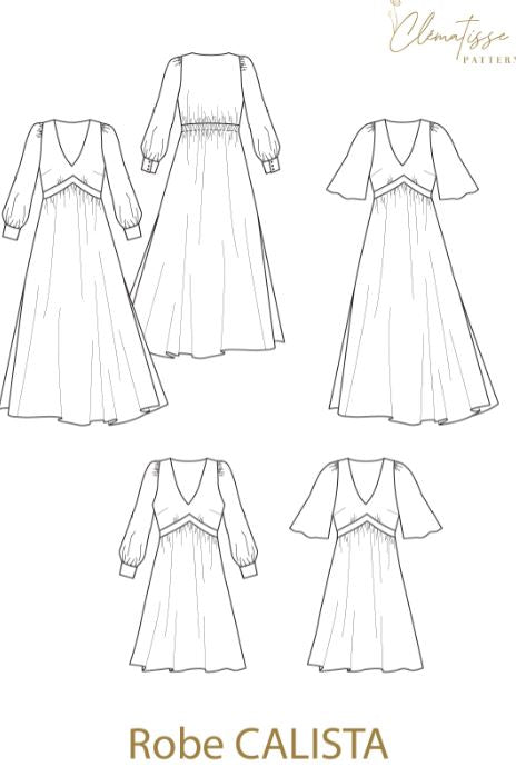 Robe CALISTA Patron de couture Pochette - CLEMATISSE PATTERN Patron de couture CLEMATISSE PATTERN | Gaspard et Léonie Tissus en ligne et Mercerie à Toulouse