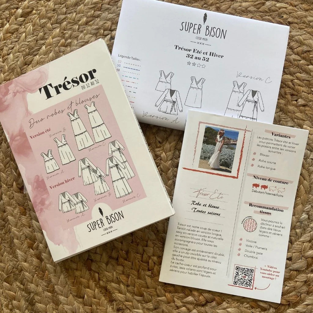 Robe et Blouse TRESOR - Patron de couture pochette - SUPER BISON Patron de couture SUPER BISON | Gaspard et Léonie Tissus en ligne et Mercerie à Toulouse