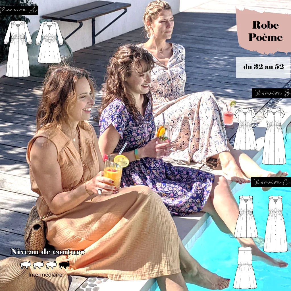 Robe POEME - Patron de couture pochette - SUPER BISON Patron de couture SUPER BISON | Gaspard et Léonie Tissus en ligne et Mercerie à Toulouse