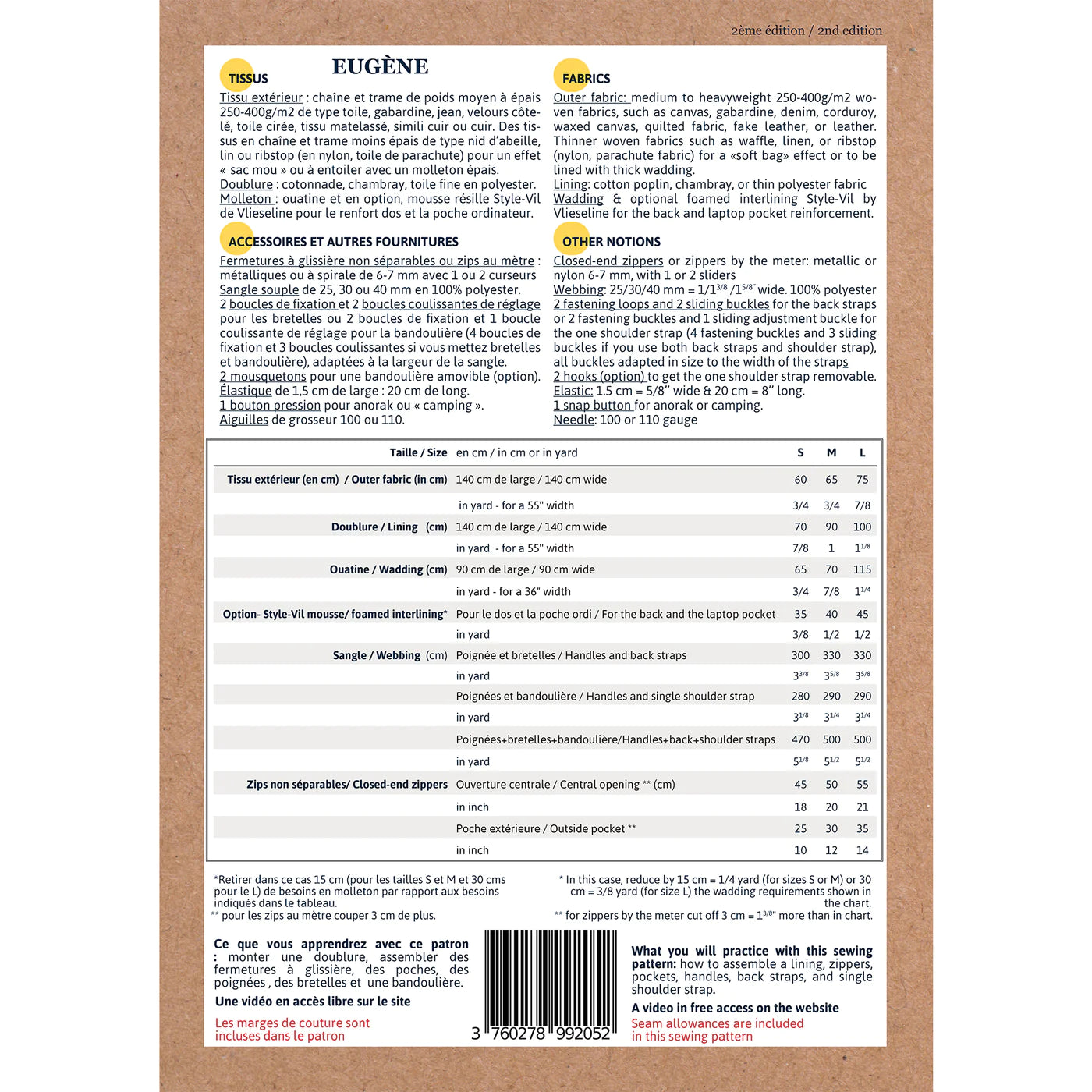 Sac à dos ou Sacoche EUGENE - Patron de couture pochette - IKATEE Patron de couture Ikatee | Gaspard et Léonie Tissus en ligne et Mercerie à Toulouse