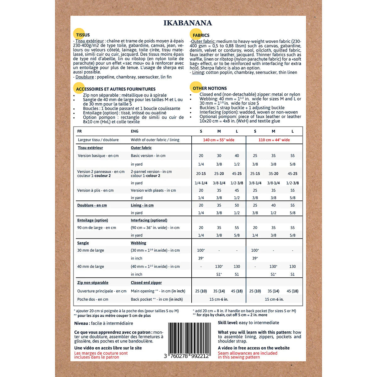 Sac Banane IKABANANA - Patron de couture pochette - IKATEE Patron de couture Ikatee | Gaspard et Léonie Tissus en ligne et Mercerie à Toulouse