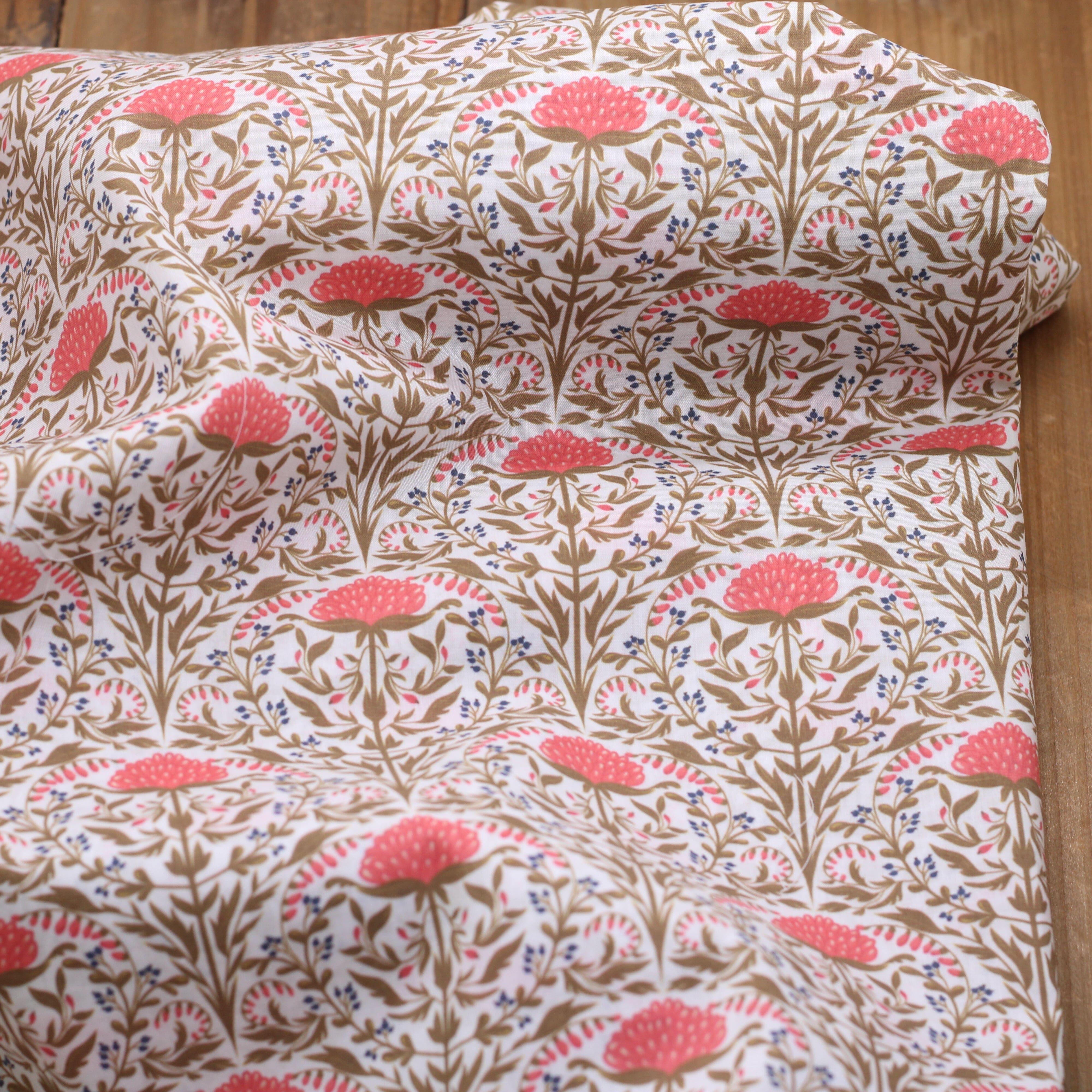 Tissu batiste de coton - DELHI - Rose / Bleu (vendu x10cm) Tissus Sélection Gaspard & Léonie | Gaspard et Léonie Tissus en ligne et Mercerie à Toulouse