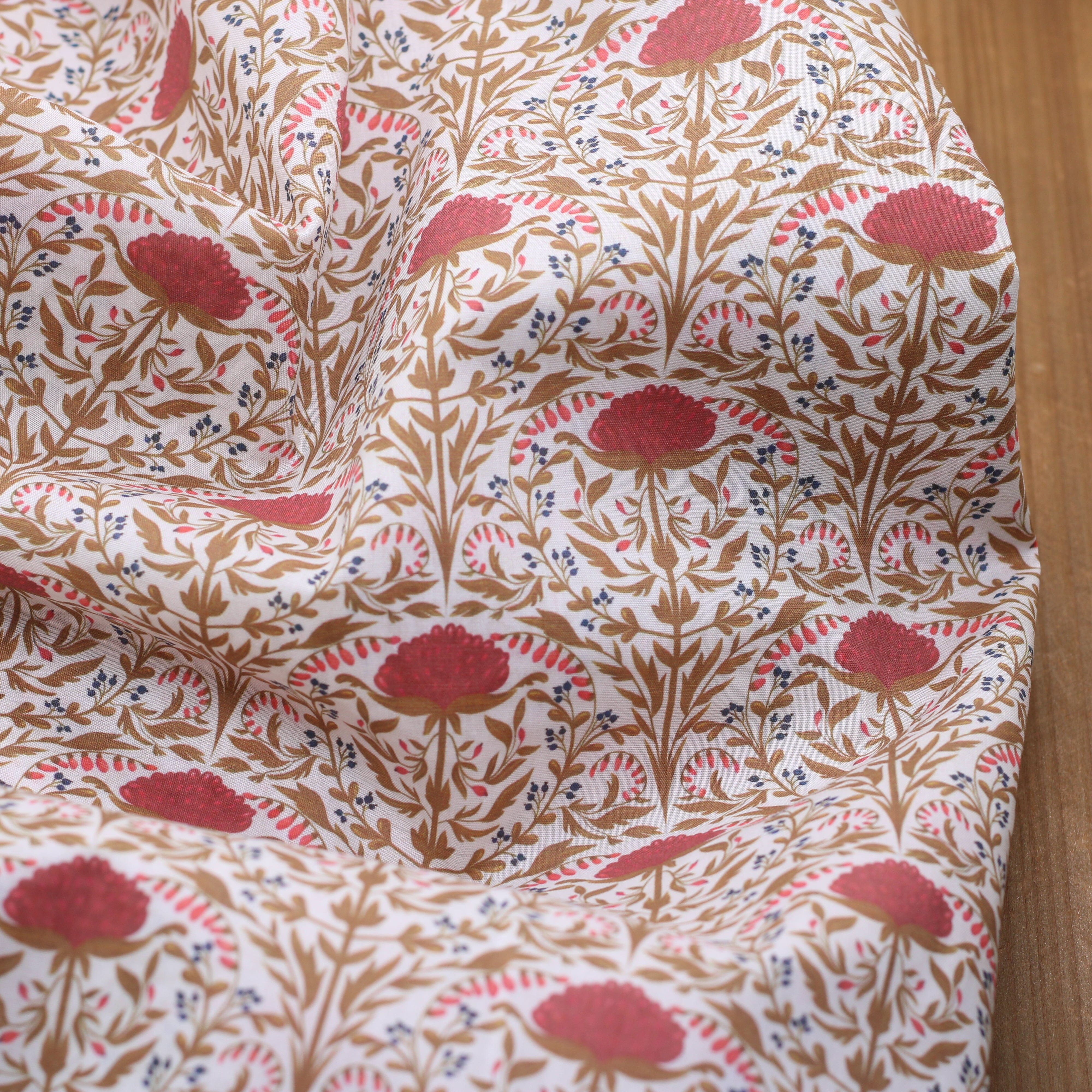 Tissu batiste de coton - DELHI - Terra/Bleu (vendu x10cm) Tissus Sélection Gaspard & Léonie | Gaspard et Léonie Tissus en ligne et Mercerie à Toulouse