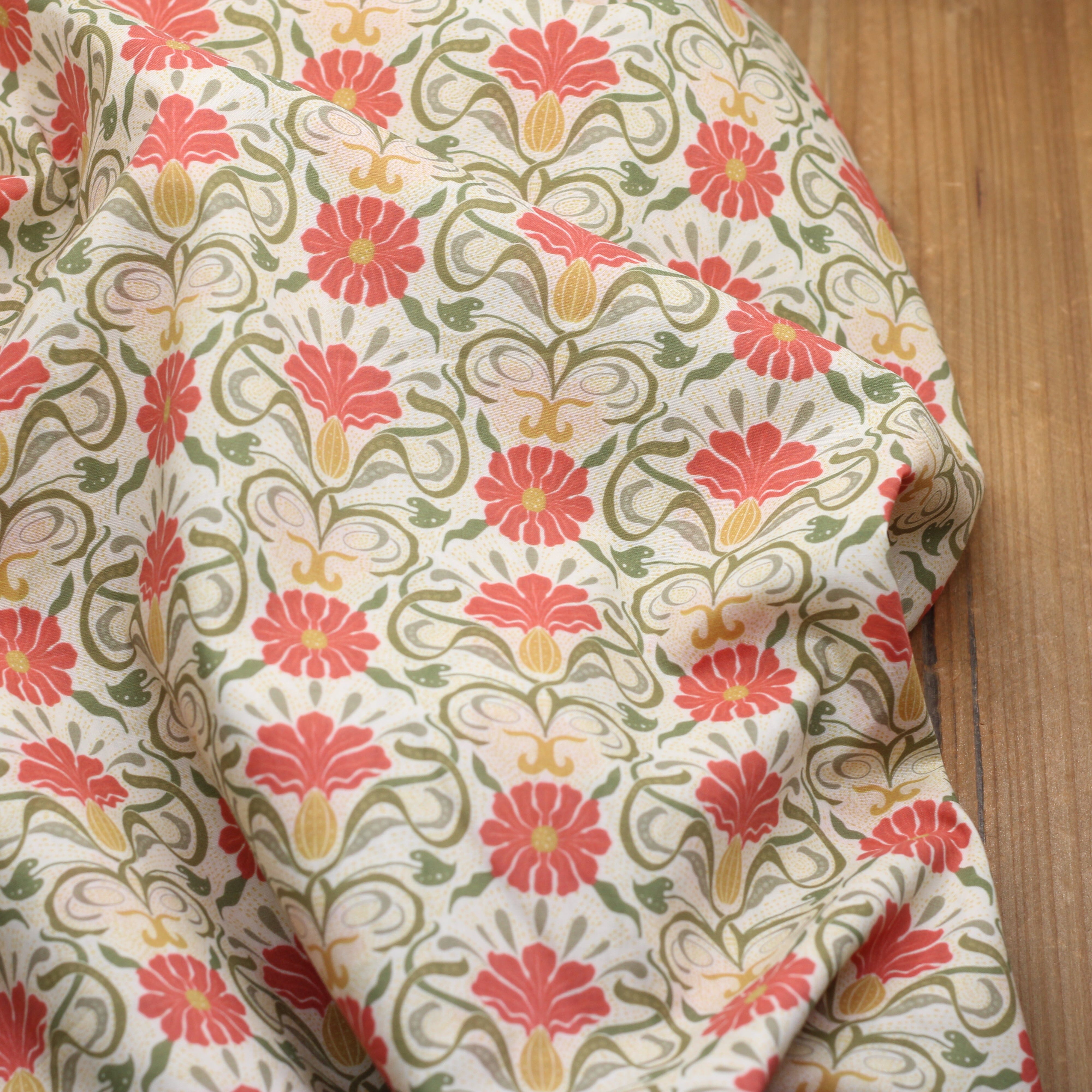 Tissu batiste de coton - MUMBAI - Terra/Vert (vendu x10cm) Tissus Sélection Gaspard & Léonie | Gaspard et Léonie Tissus en ligne et Mercerie à Toulouse