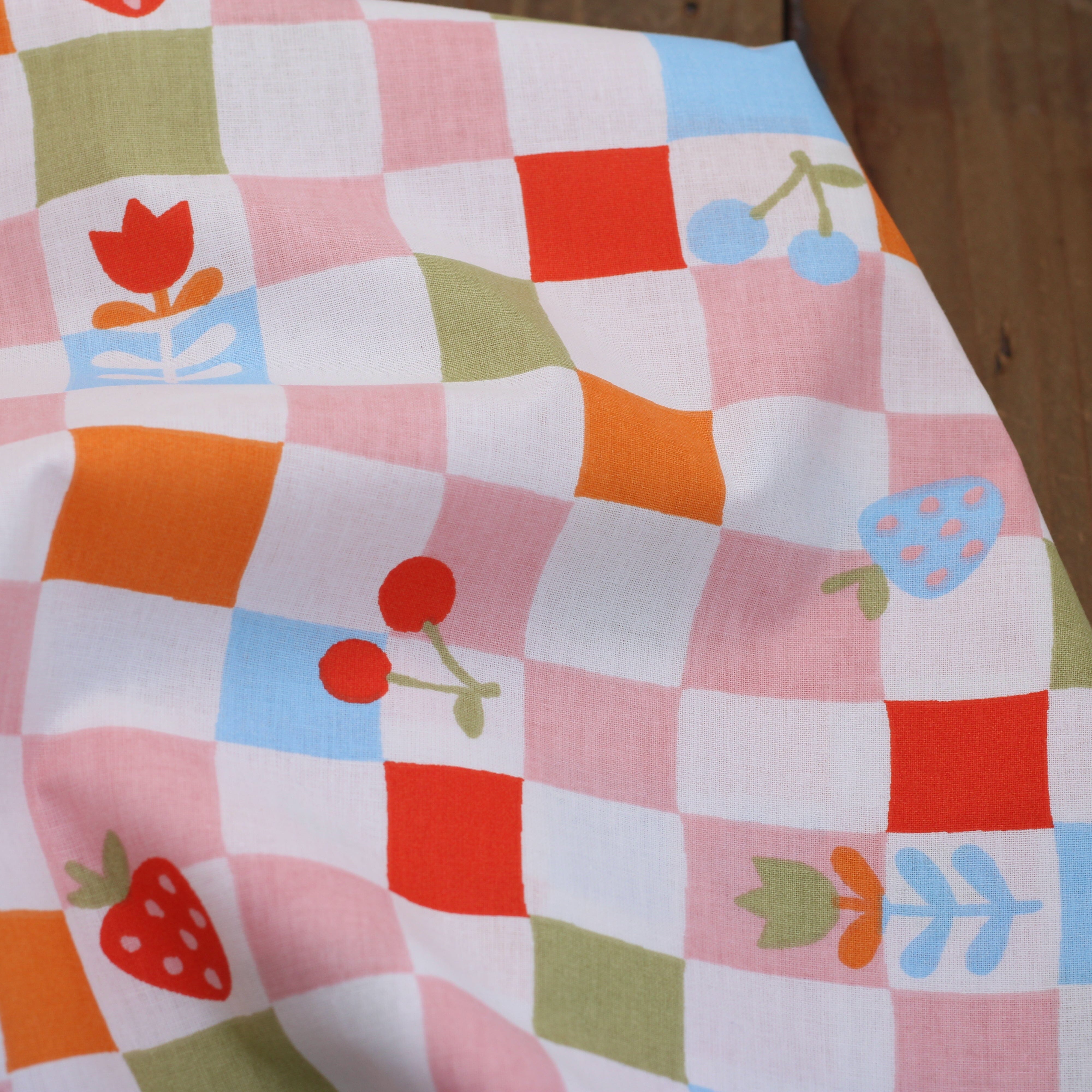 Tissu coton - CIRAFINE - Rose/Bleu (vendu x10cm) Tissus DOMOTEX | Gaspard et Léonie Tissus en ligne et Mercerie à Toulouse