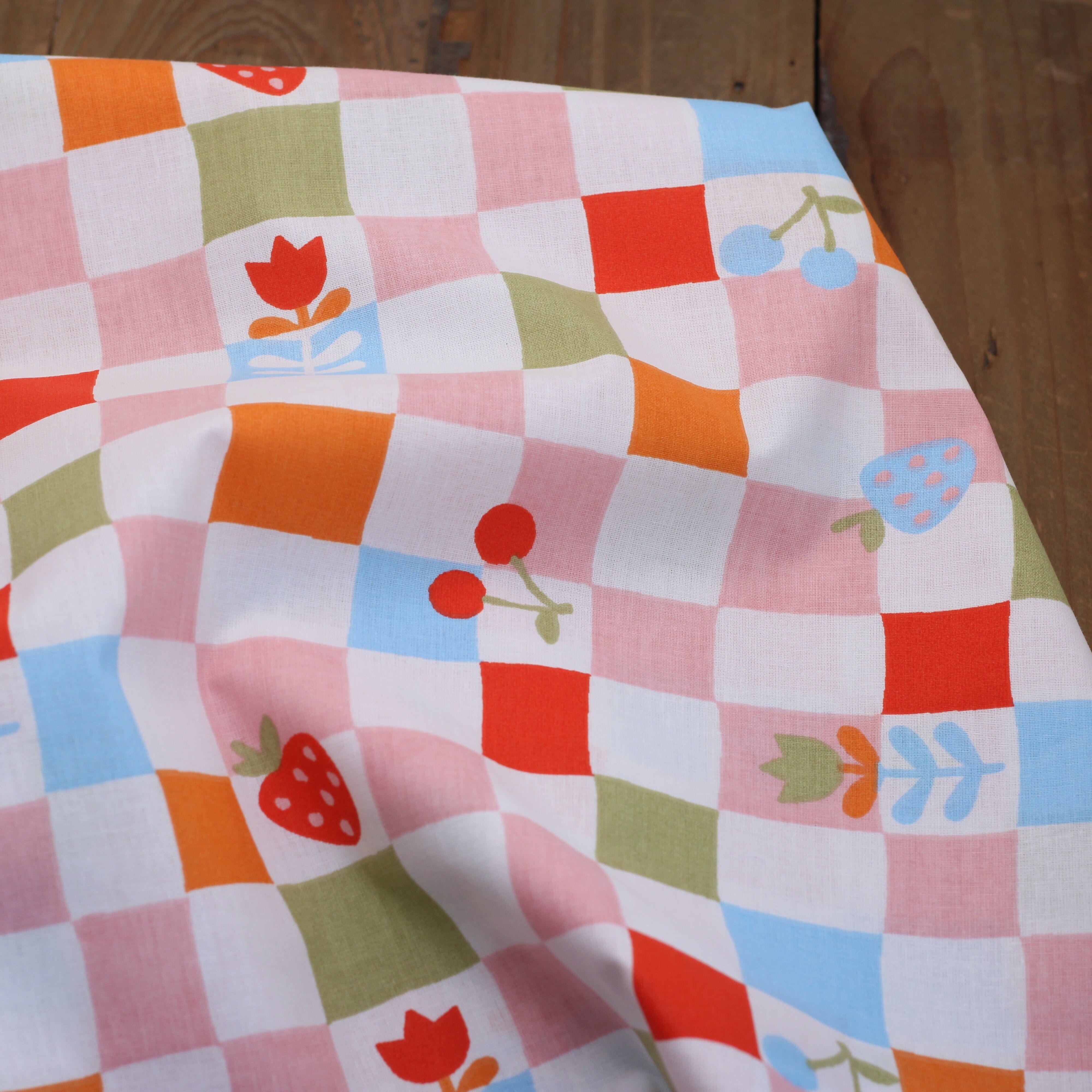 Tissu coton - CIRAFINE - Rose/Bleu (vendu x10cm) Tissus DOMOTEX | Gaspard et Léonie Tissus en ligne et Mercerie à Toulouse