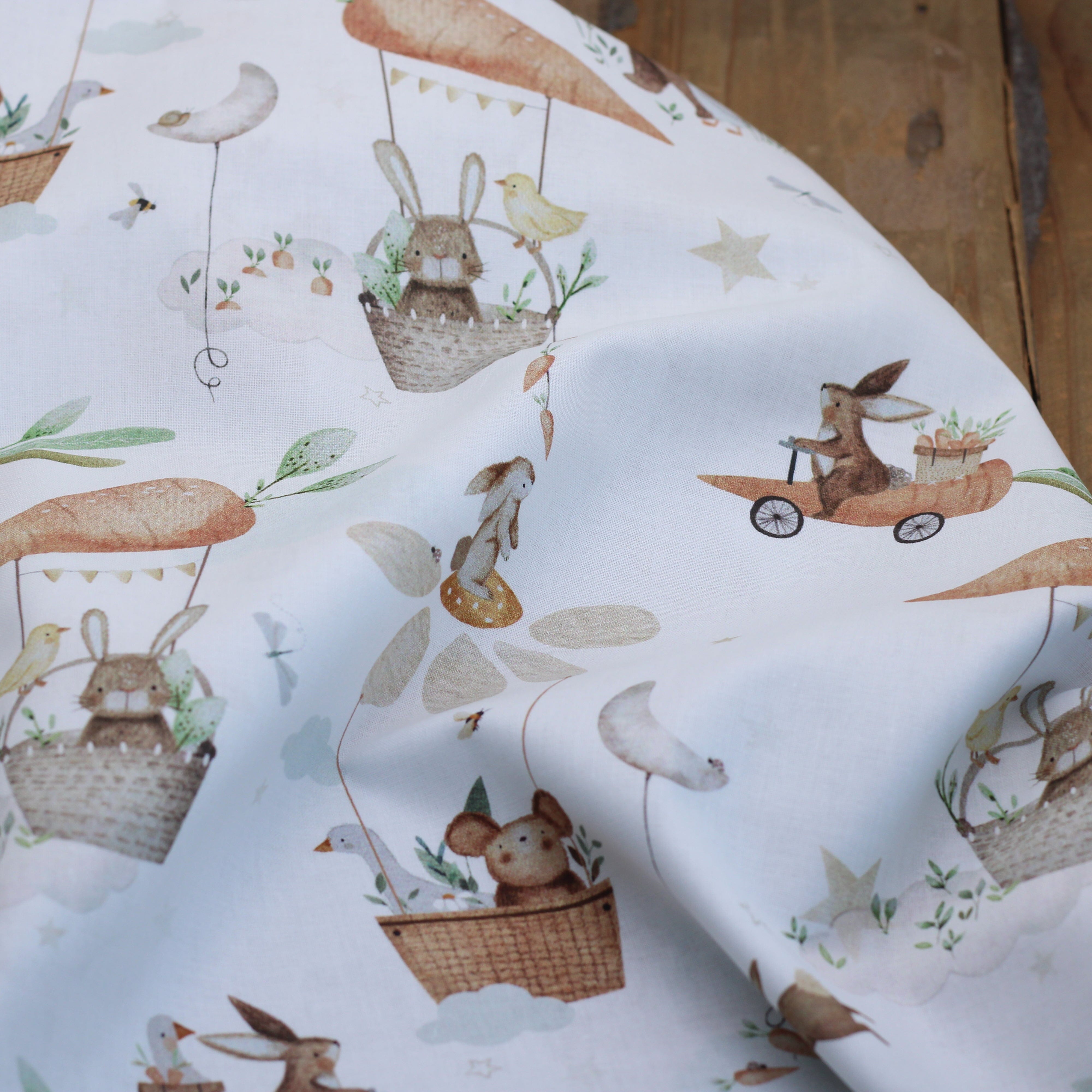 Tissu coton - KAROTT - Blanc/Chataigne (vendu x10cm) Tissus DOMOTEX | Gaspard et Léonie Tissus en ligne et Mercerie à Toulouse