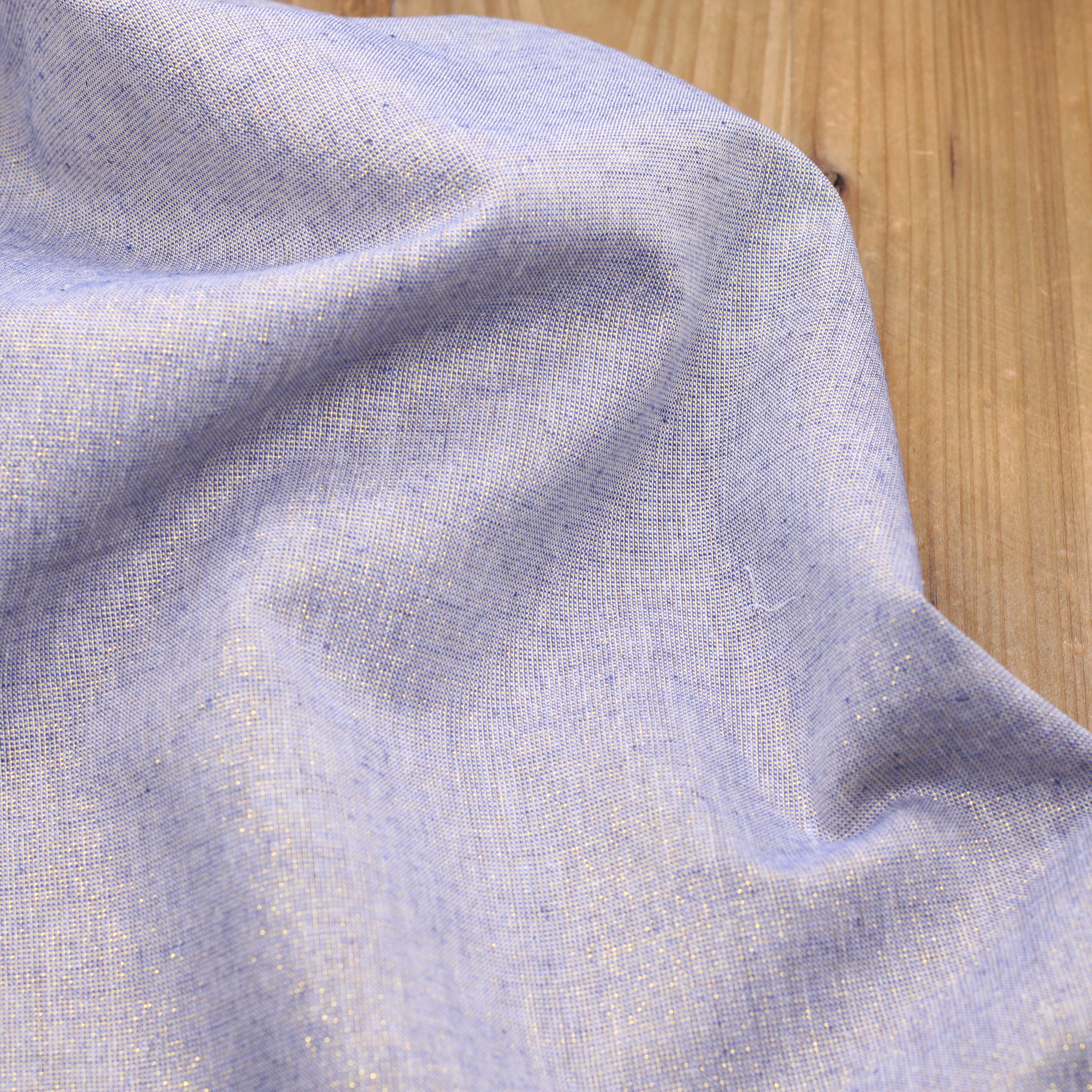 Tissu coton Lin chambray irisé Or clair Bleu (Vendu x10cm) Tissus Sélection Gaspard & Léonie | Gaspard et Léonie Tissus en ligne et Mercerie à Toulouse