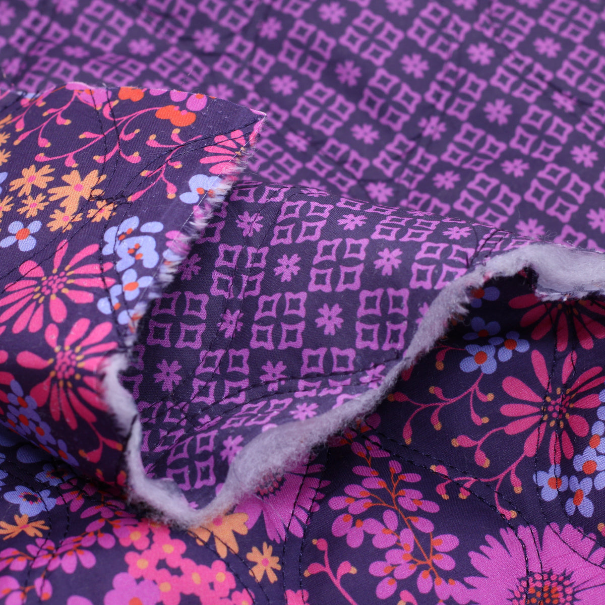 Tissu coton Matelassé - LIBERTY FLOWERS - Violet (Vendu x10cm) Tissus Sélection Gaspard & Léonie | Gaspard et Léonie Tissus en ligne et Mercerie à Toulouse