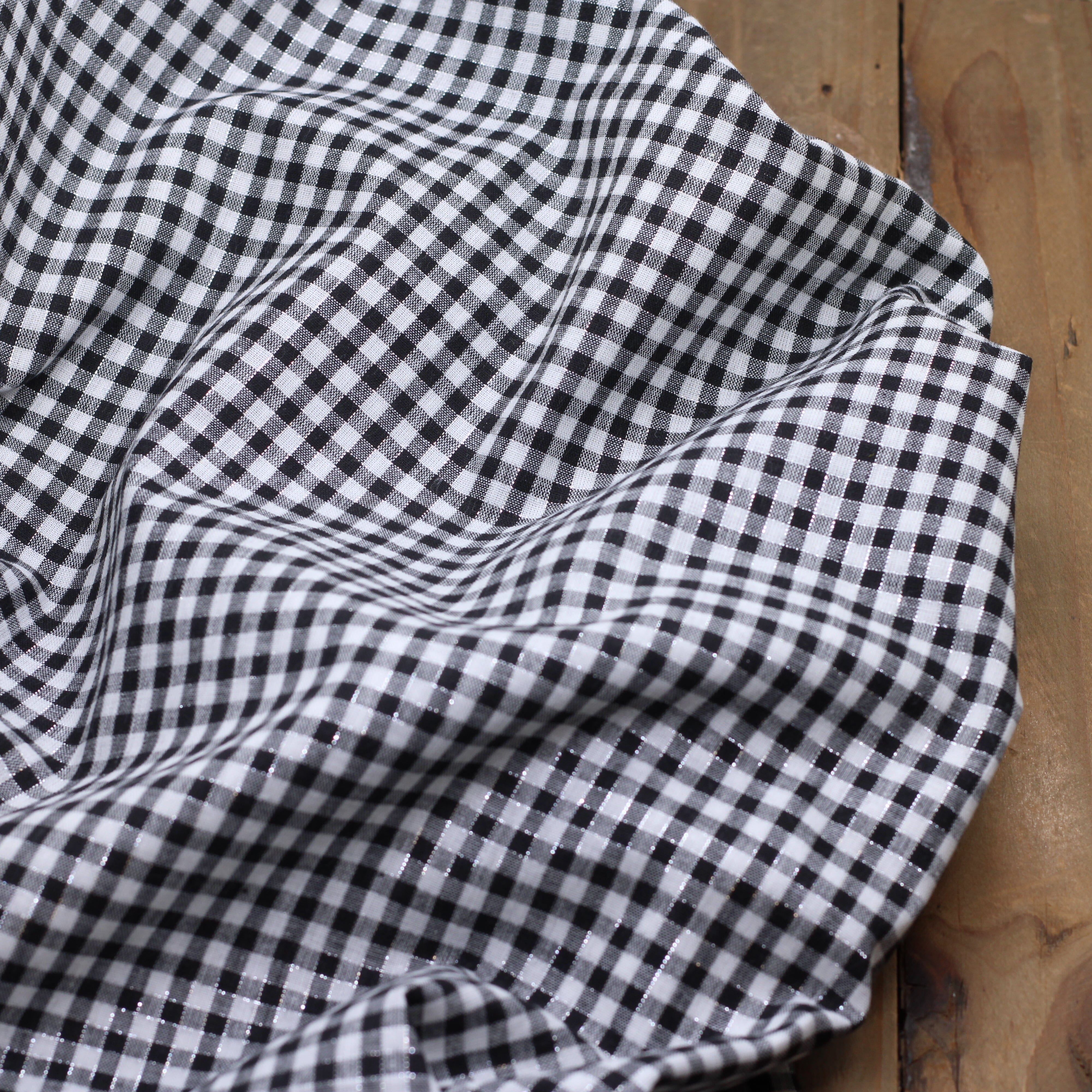 Tissu coton mini VICHY - Noir/Argenté (Vendu x10cm) Tissus Sélection Gaspard & Léonie | Gaspard et Léonie Tissus en ligne et Mercerie à Toulouse