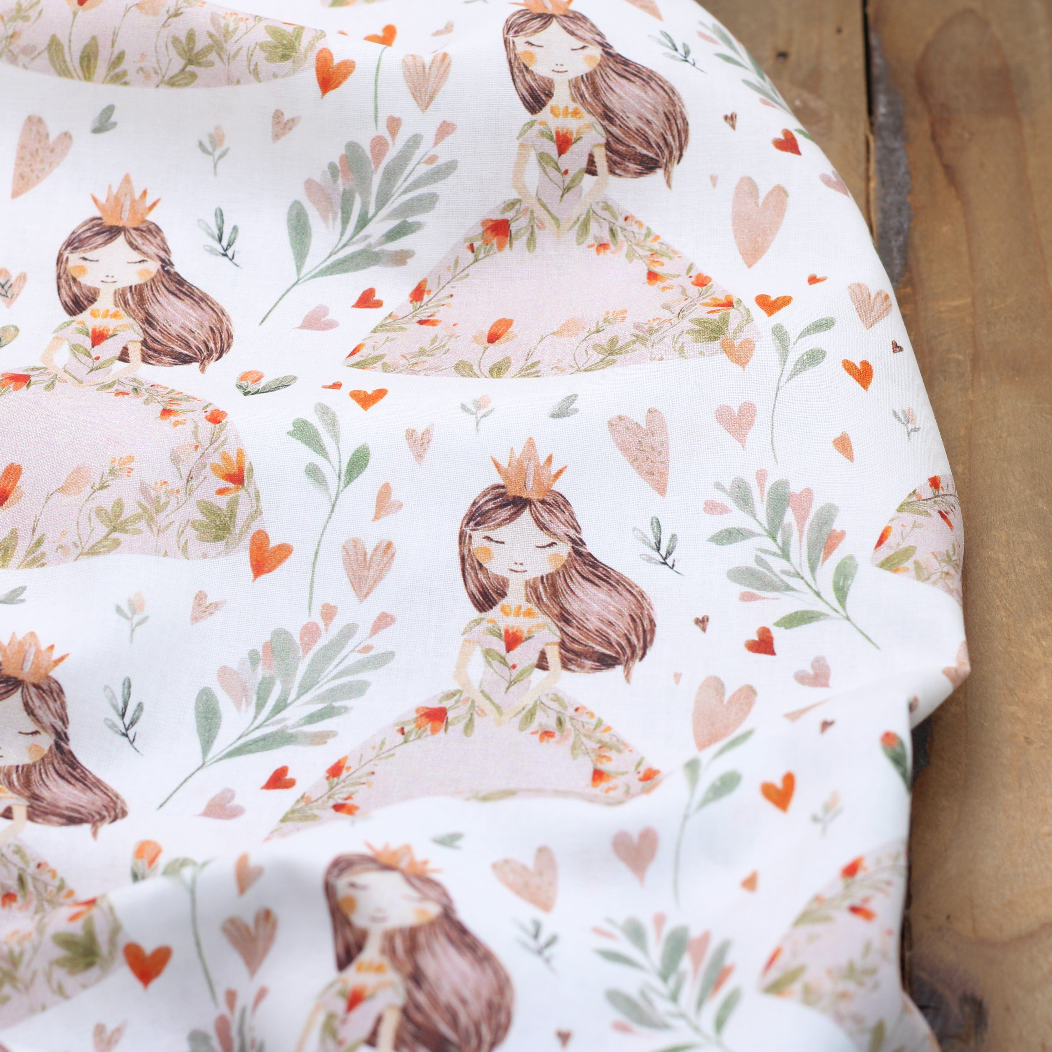 Tissu coton - Poupées NIOUCHKA - Blanc/Rose (vendu x10cm) Tissus DOMOTEX | Gaspard et Léonie Tissus en ligne et Mercerie à Toulouse