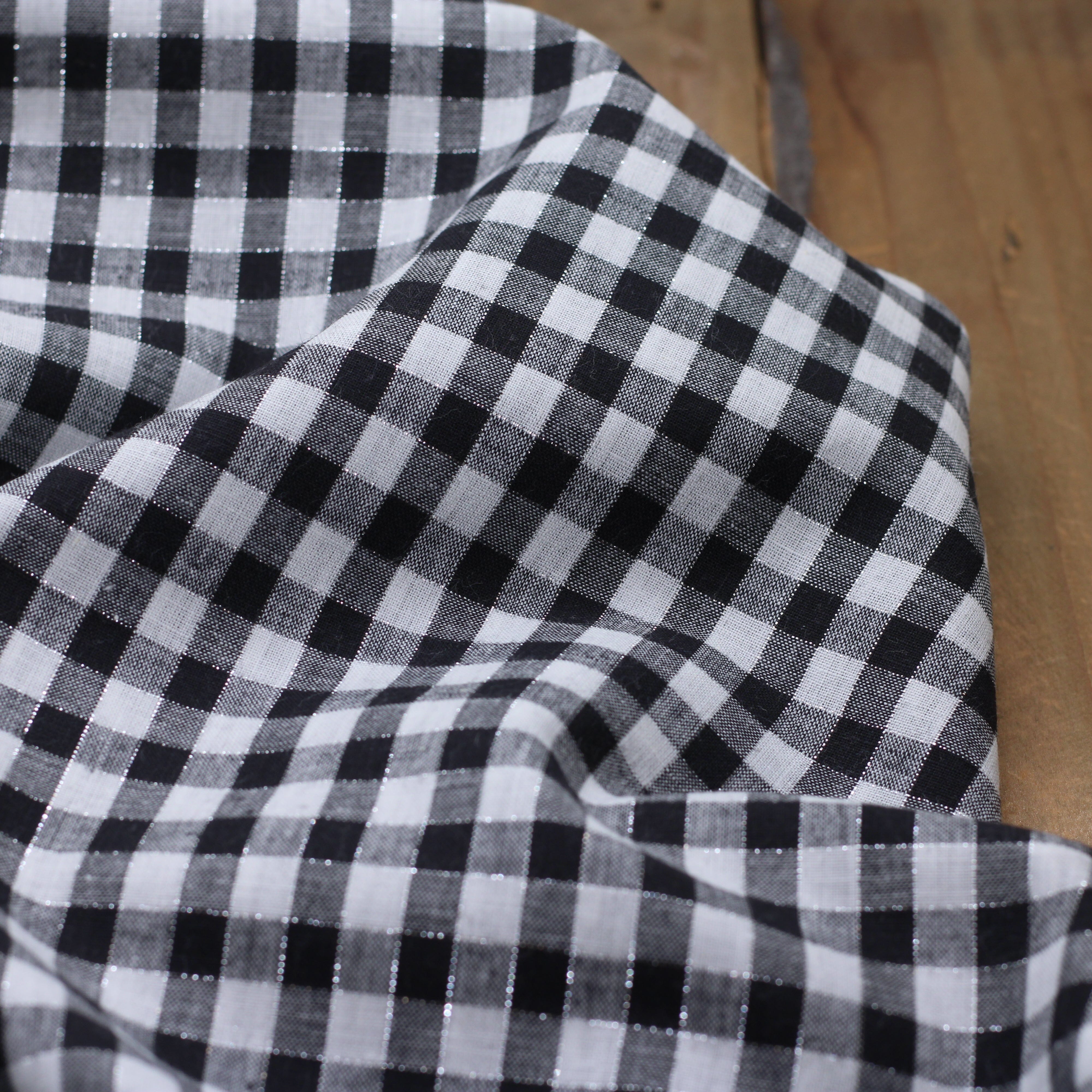 Tissu coton VICHY - Noir/Argenté (Vendu x10cm) Tissus Sélection Gaspard & Léonie | Gaspard et Léonie Tissus en ligne et Mercerie à Toulouse