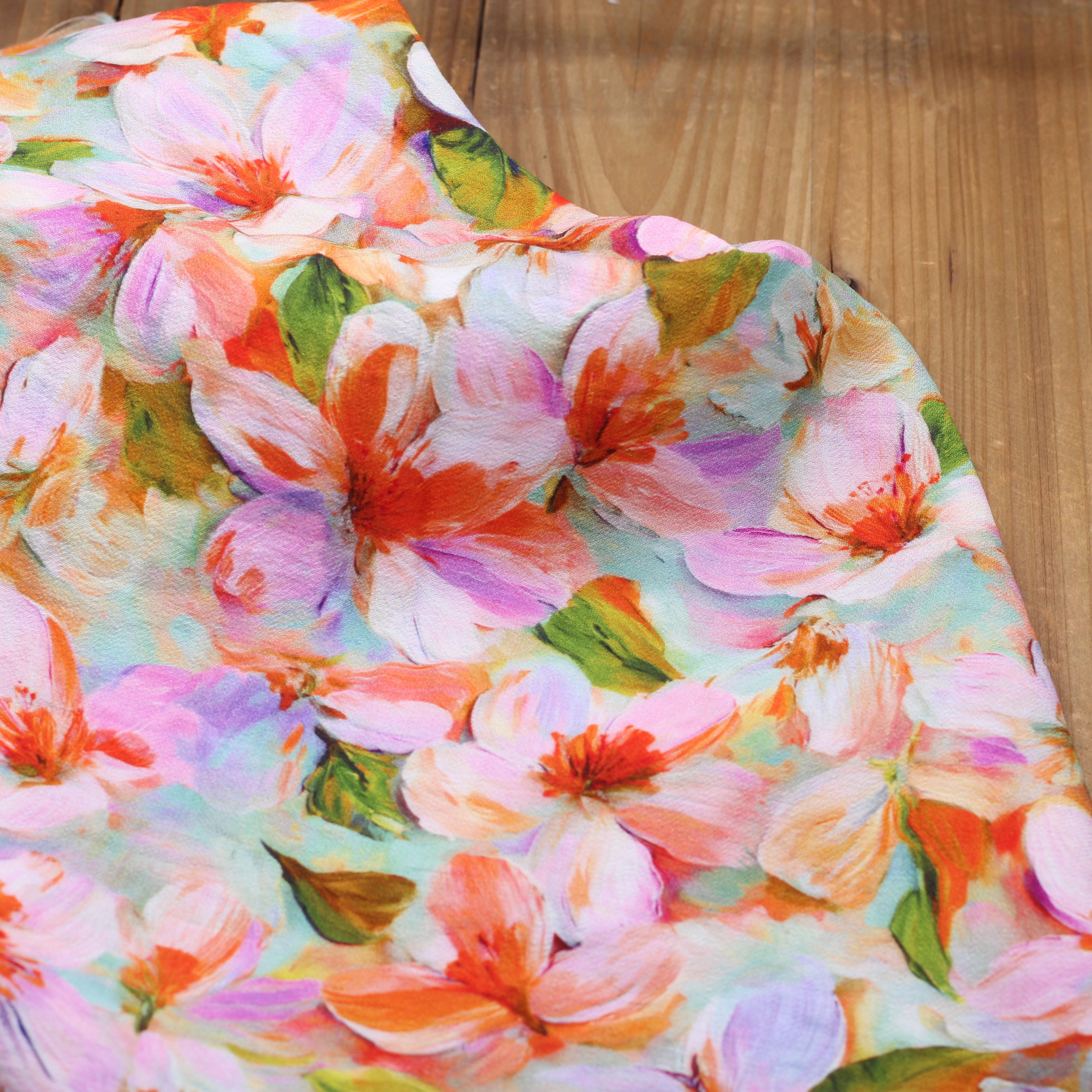 Tissu Crêpe de viscose fleuri- NELLY - Rose (Vendu x10cm) Tissus Sélection Gaspard & Léonie | Gaspard et Léonie Tissus en ligne et Mercerie à Toulouse