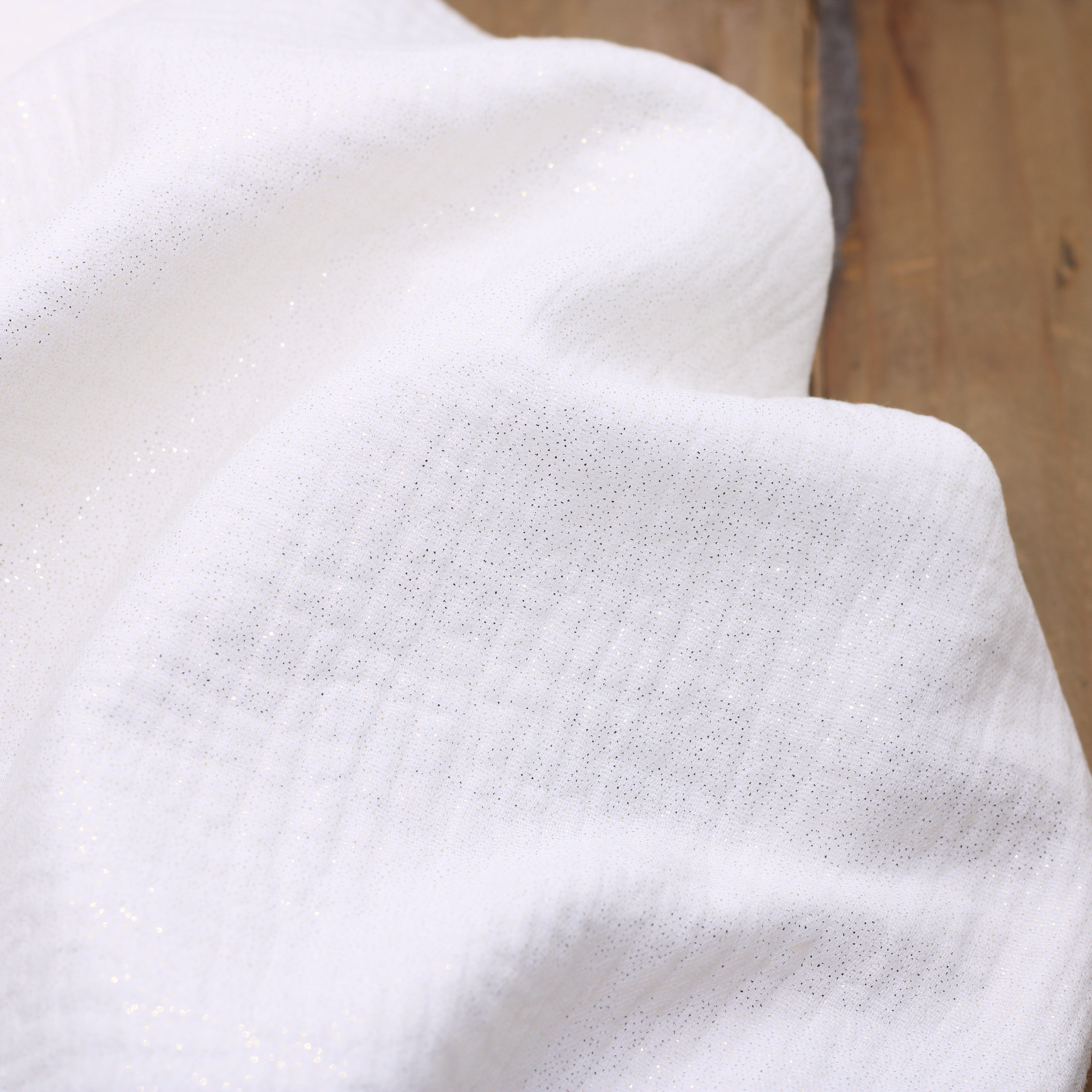 Tissu double gaze de coton - Blanc pailleté Or (Vendu x10cm) Tissus Sélection Gaspard & Léonie | Gaspard et Léonie Tissus en ligne et Mercerie à Toulouse