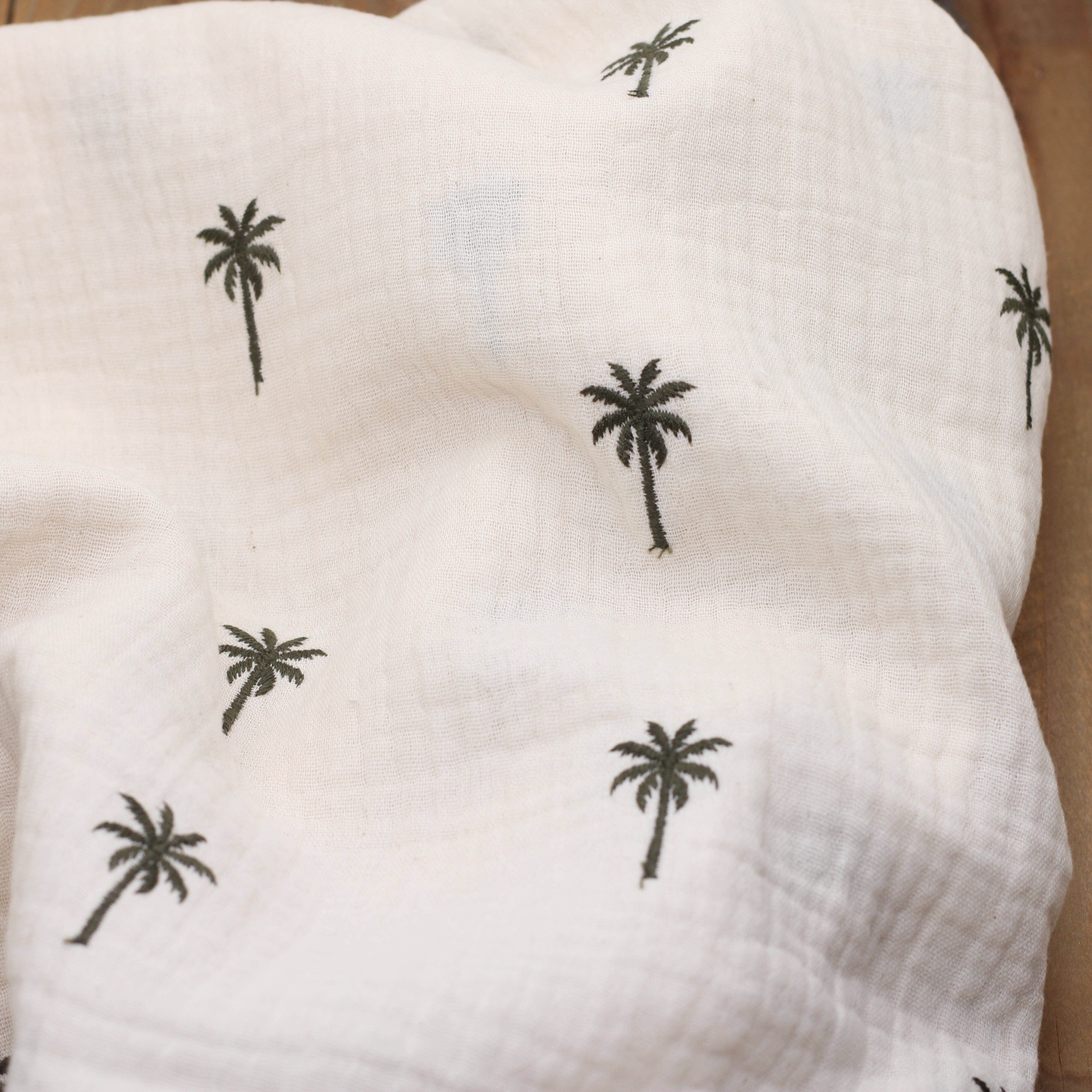 Tissu double Gaze de coton - PALMIERS -Ecrue (Vendu x10cm) Tissus Sélection Gaspard & Léonie | Gaspard et Léonie Tissus en ligne et Mercerie à Toulouse