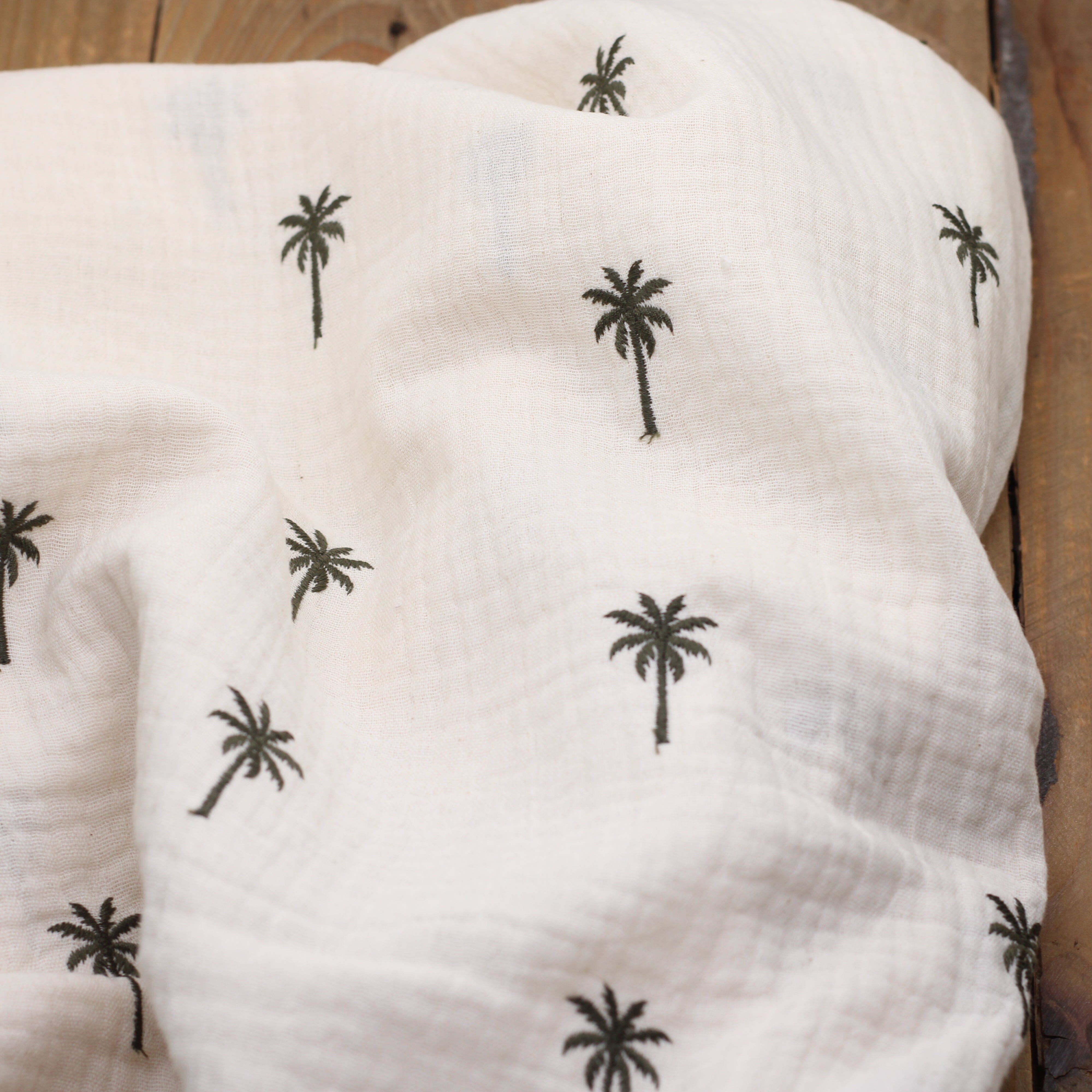 Tissu double Gaze de coton - PALMIERS -Ecrue (Vendu x10cm) Tissus Sélection Gaspard & Léonie | Gaspard et Léonie Tissus en ligne et Mercerie à Toulouse