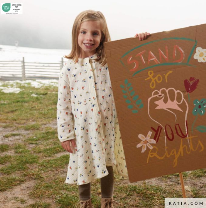 Tissu Double gaze de coton - STAND RIGHT FLOWERS - Ecru| KATIA Fabrics (Vendu x10cm) Tissus katia Fabrics | Gaspard et Léonie Tissus en ligne et Mercerie à Toulouse