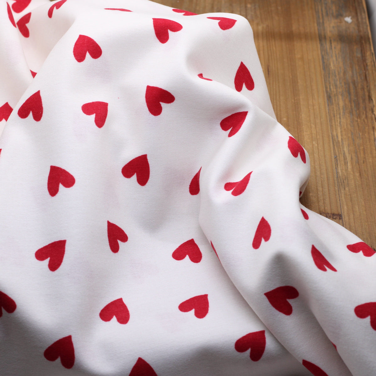 Tissu Flanelle de coton - COEURS - Blanc/Rouge (Vendu x10cm) Tissus Sélection Gaspard & Léonie | Gaspard et Léonie Tissus en ligne et Mercerie à Toulouse