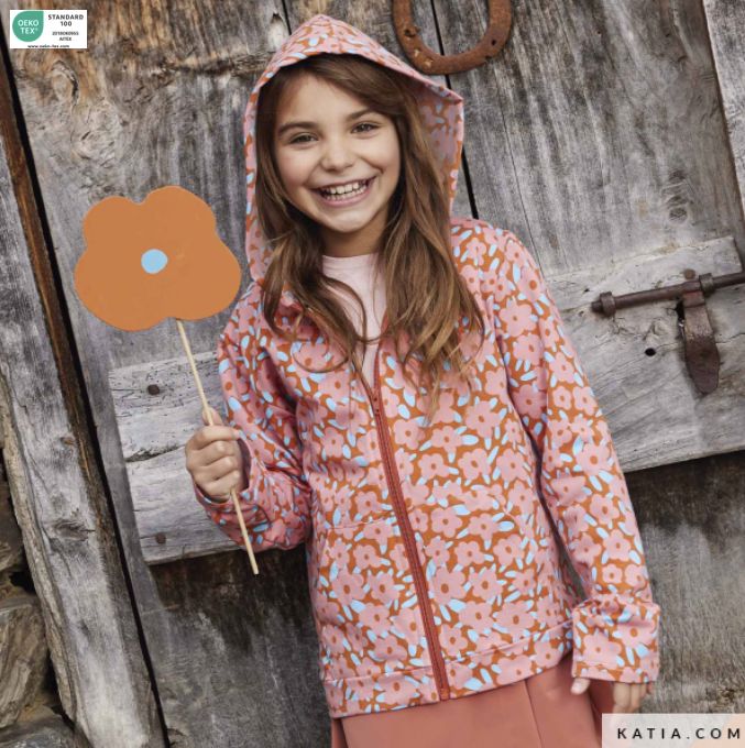 Tissu French-Terry - ANTELOPES DREAM- Orange (Vendu x10cm) Tissus katia Fabrics | Gaspard et Léonie Tissus en ligne et Mercerie à Toulouse