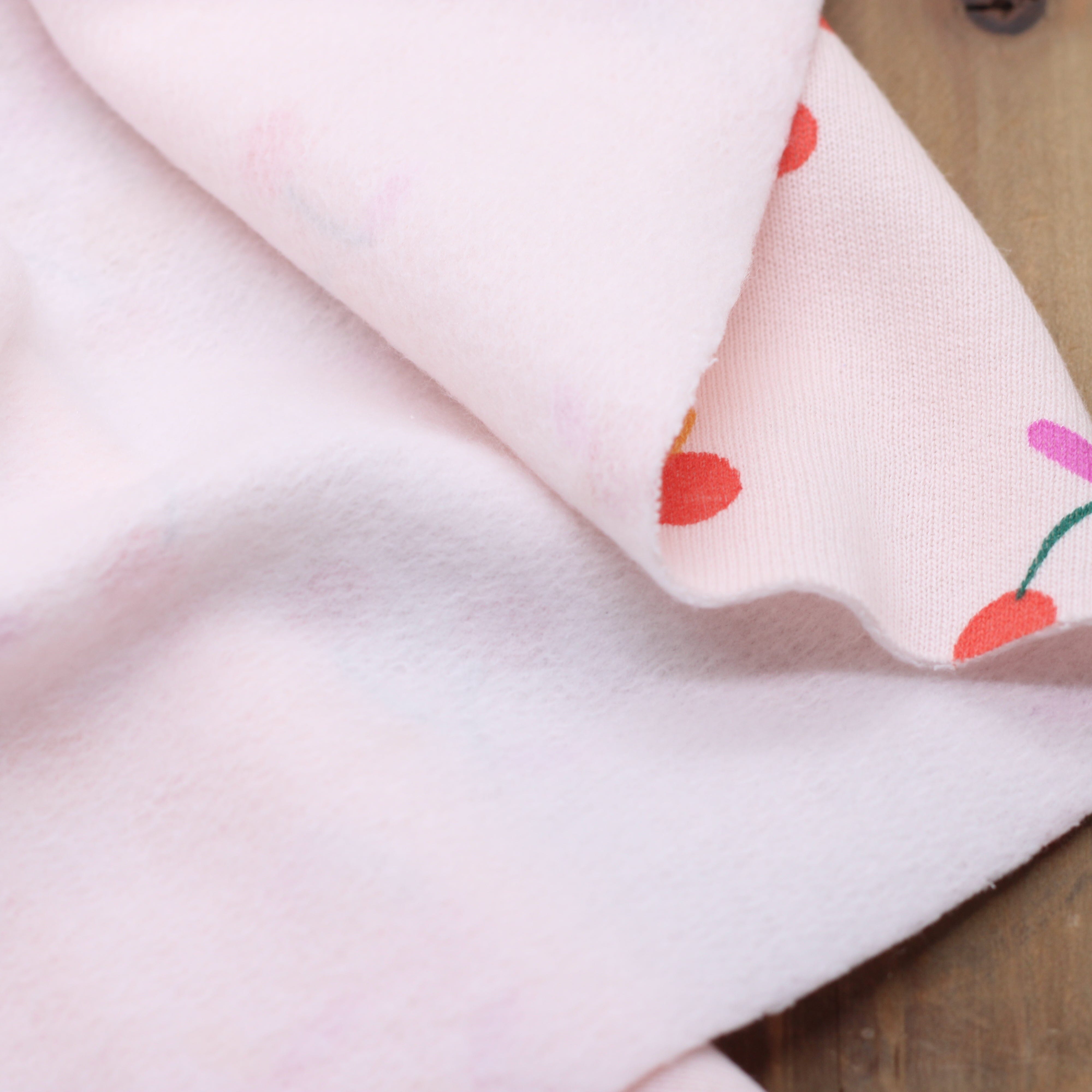 Tissu French Terry - CERISES - Rose blush (Vendu x10cm) Tissus Sélection Gaspard & Léonie | Gaspard et Léonie Tissus en ligne et Mercerie à Toulouse